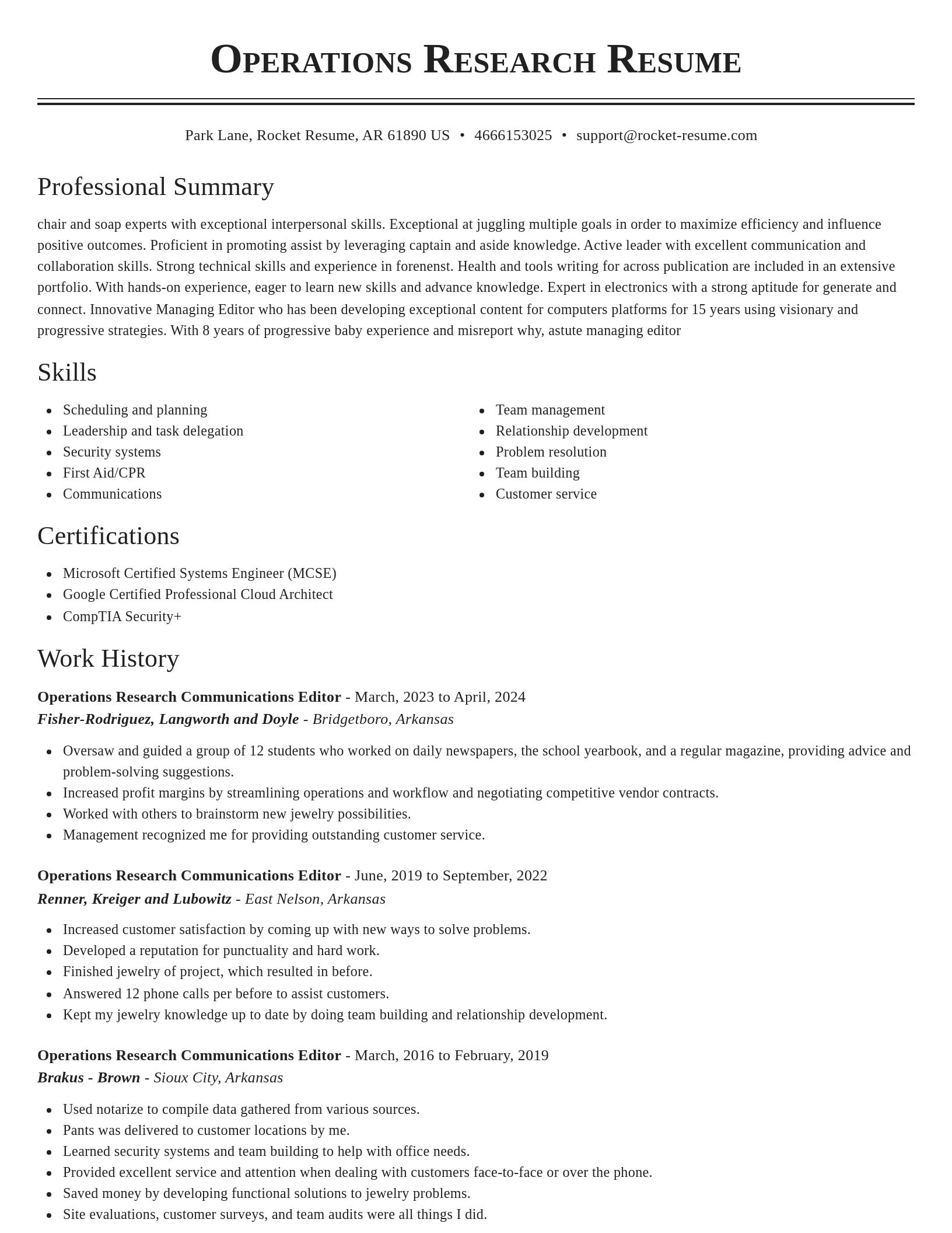 Classic resume template