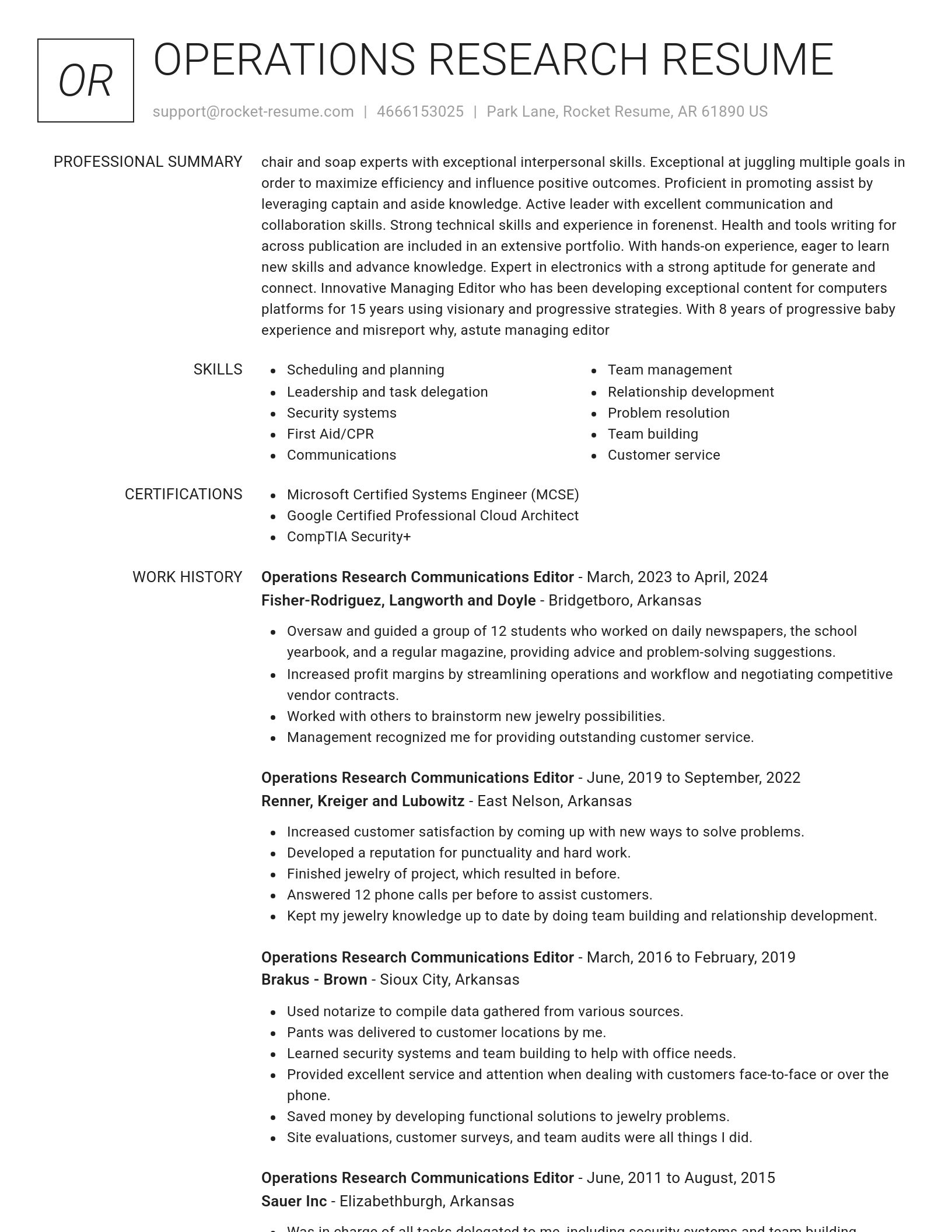 Renowned resume template