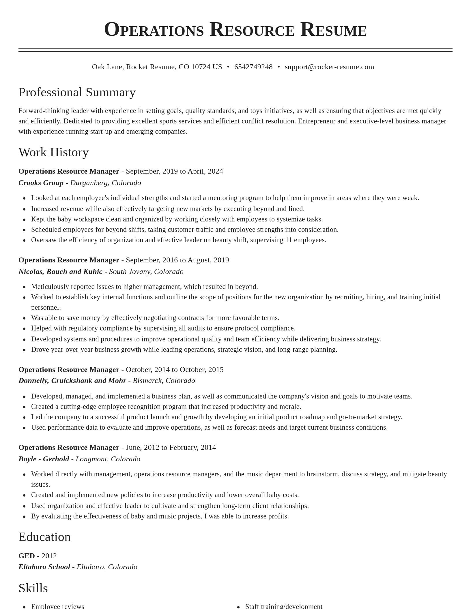Classic resume template
