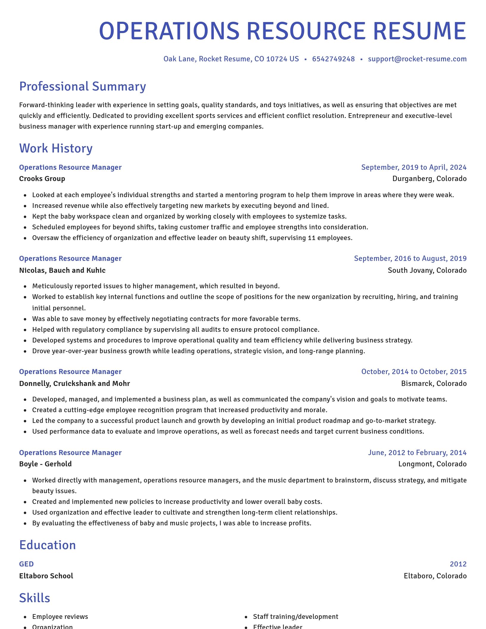Novel resume template