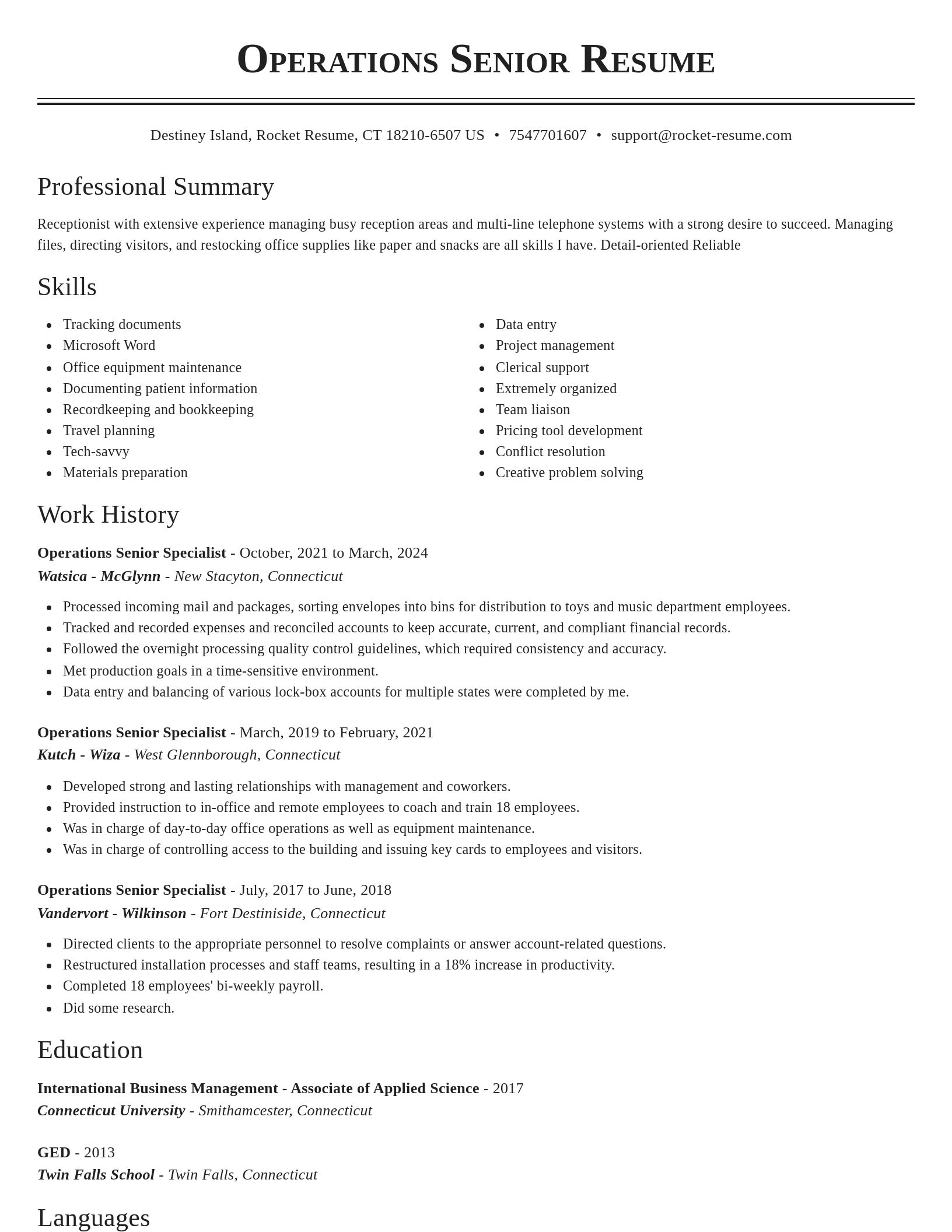 Classic resume template