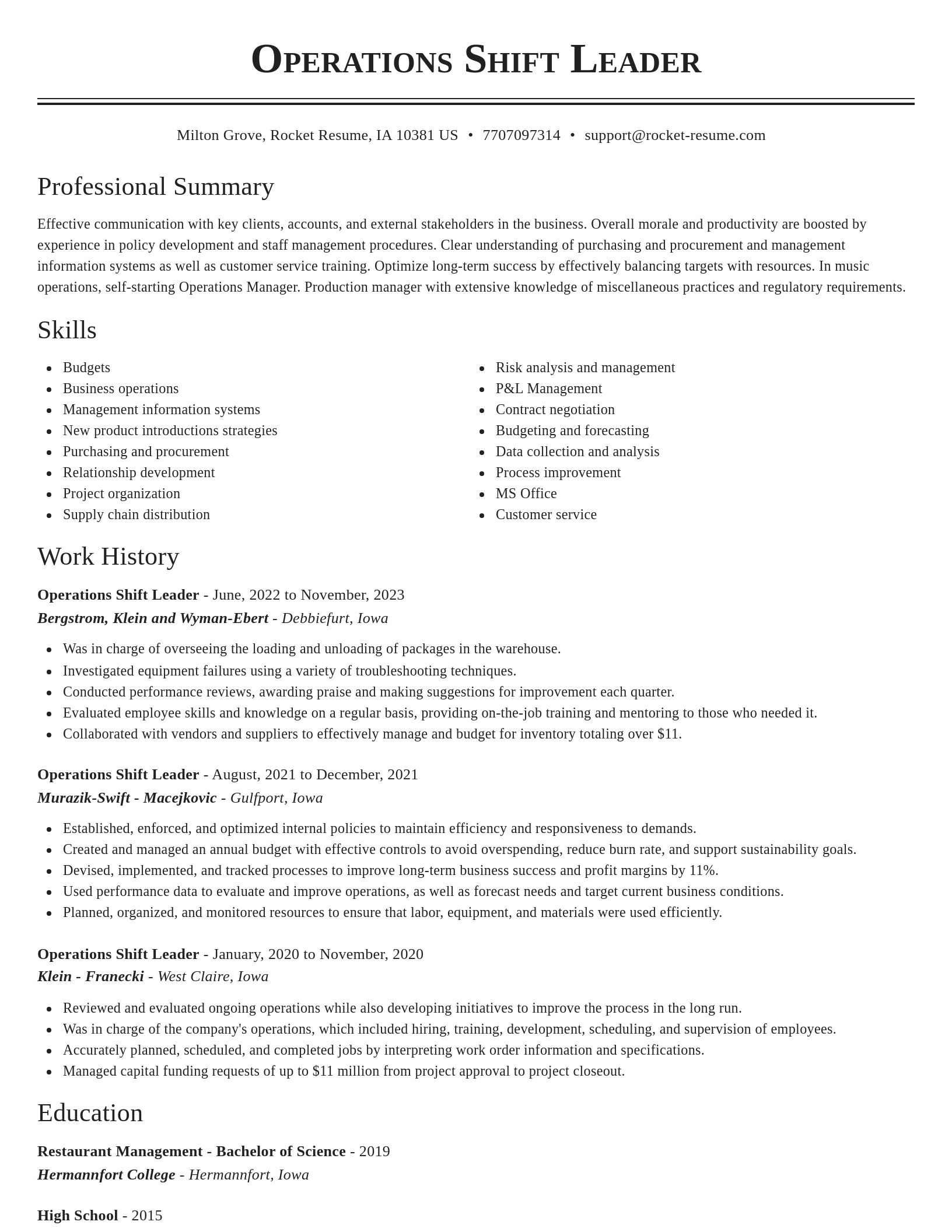 Classic resume template