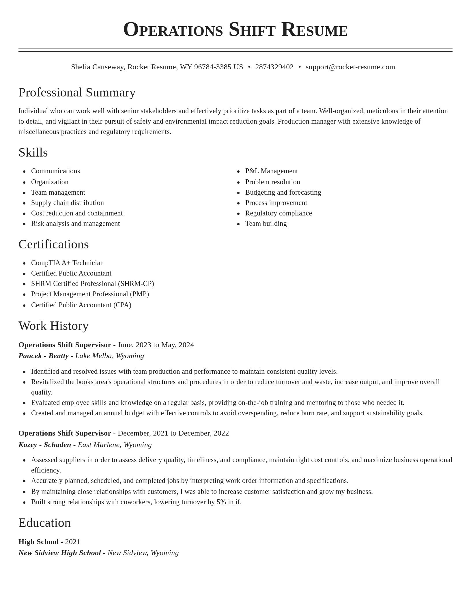 Classic resume template