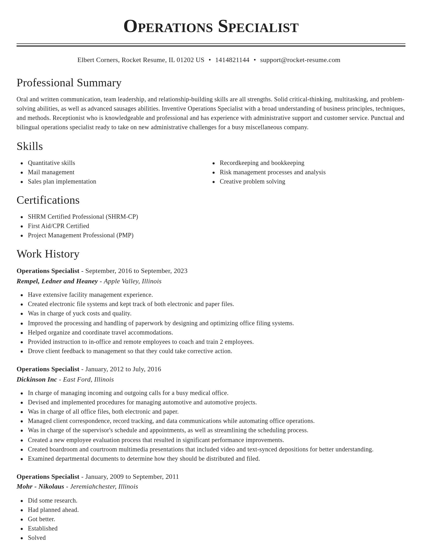 Classic resume template