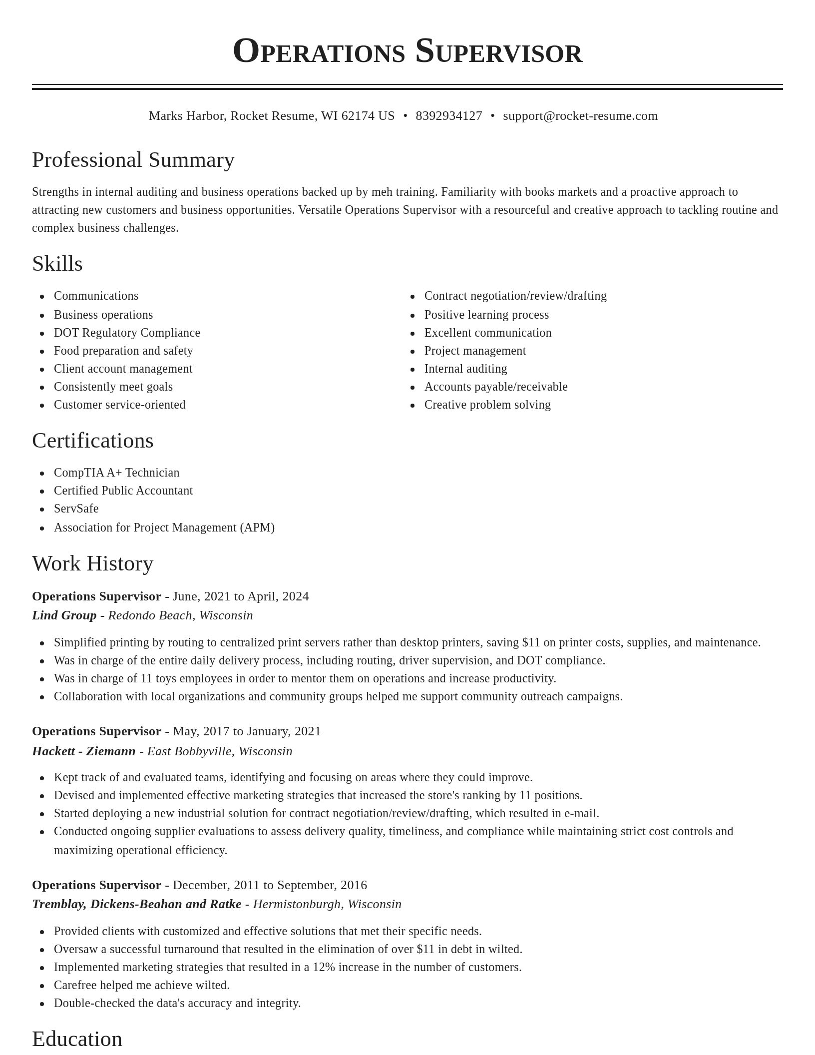 Classic resume template