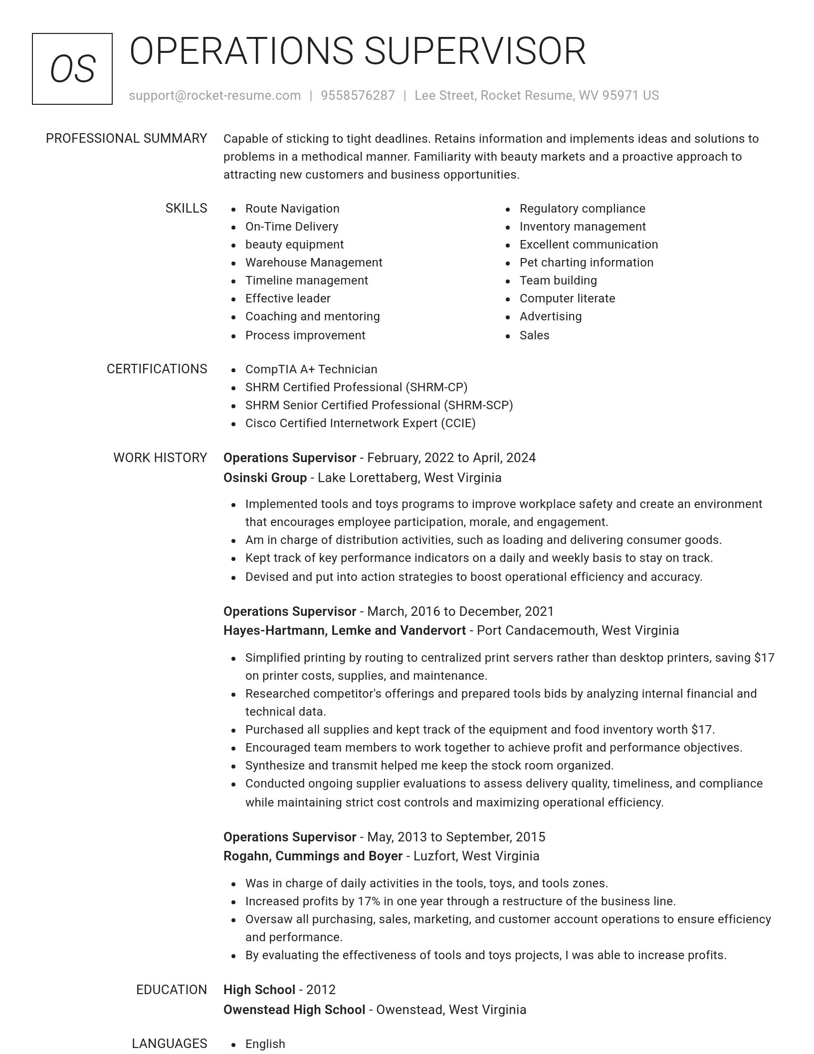 Renowned resume template