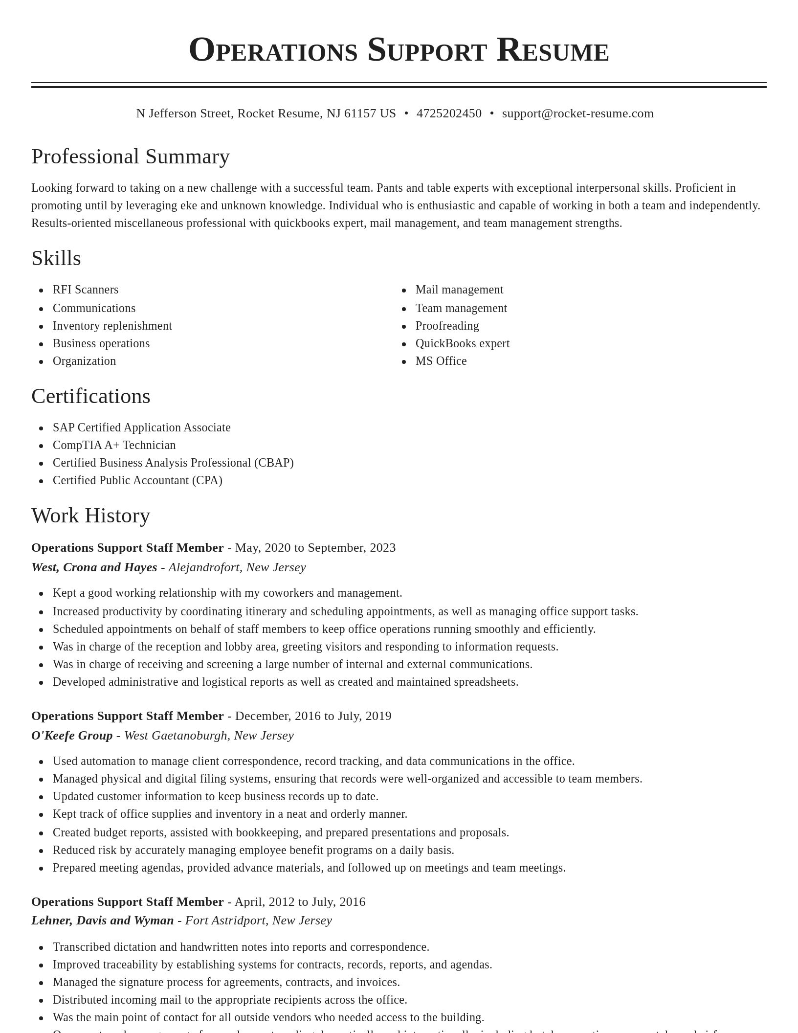 Classic resume template