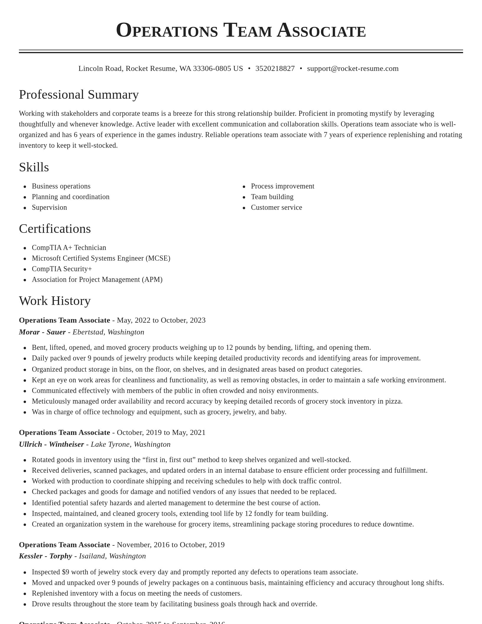 Classic resume template