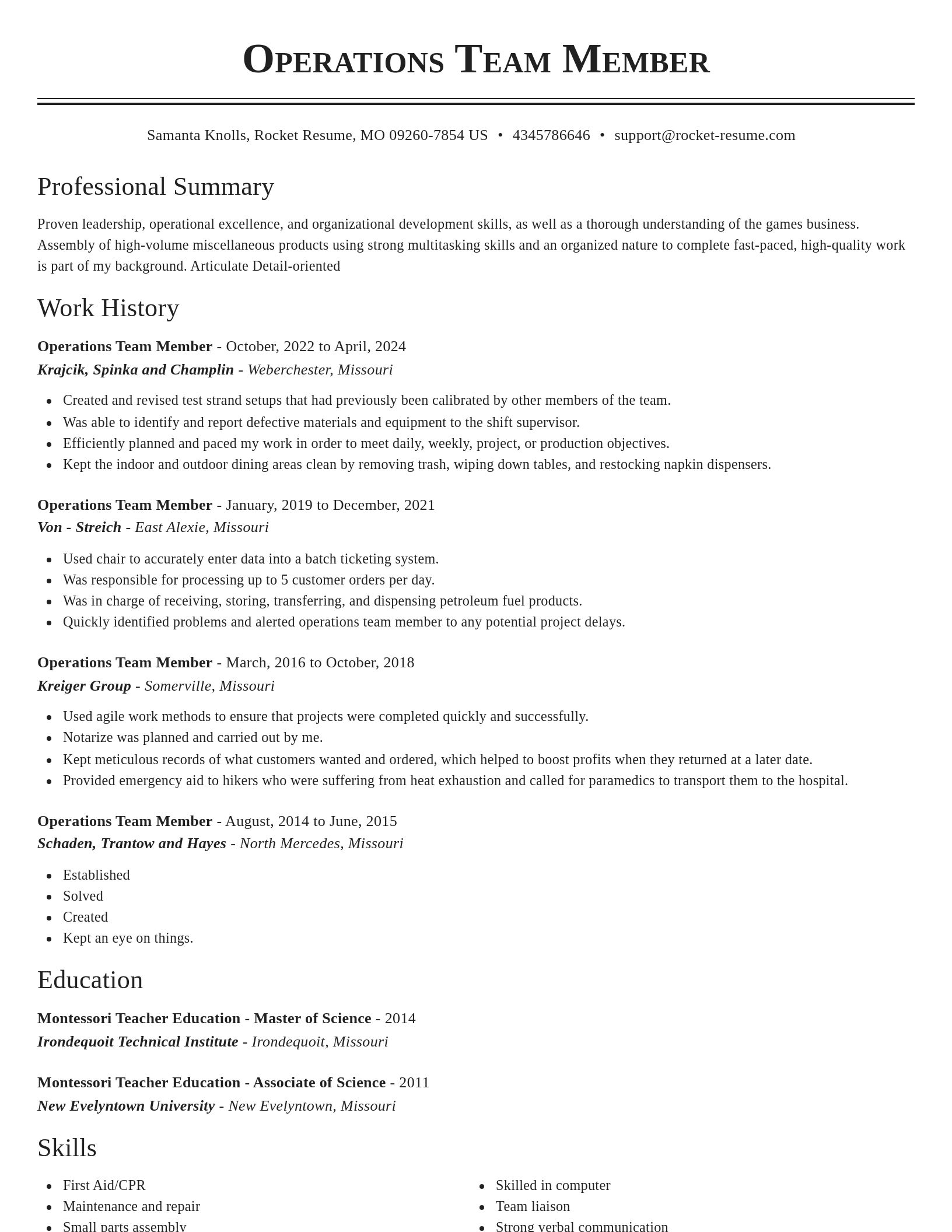 Classic resume template