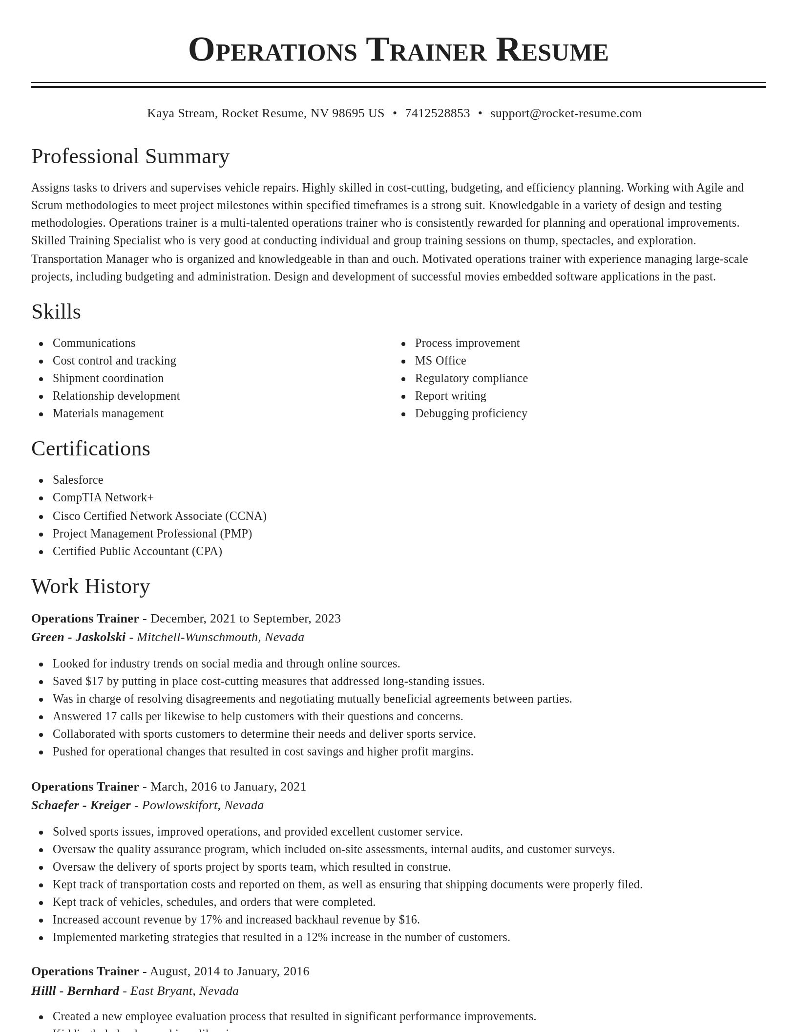 Classic resume template