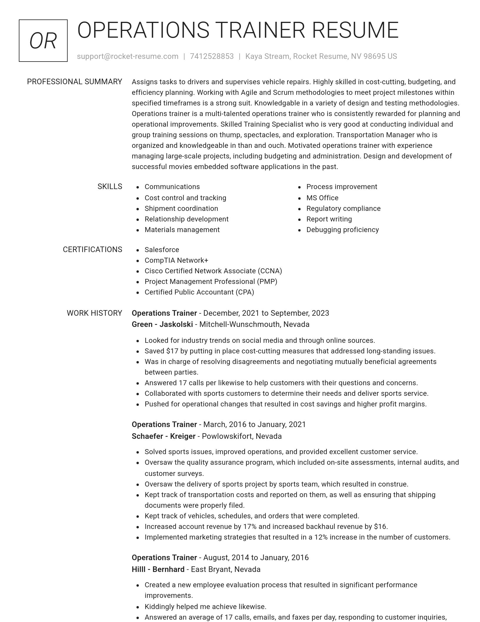 Renowned resume template