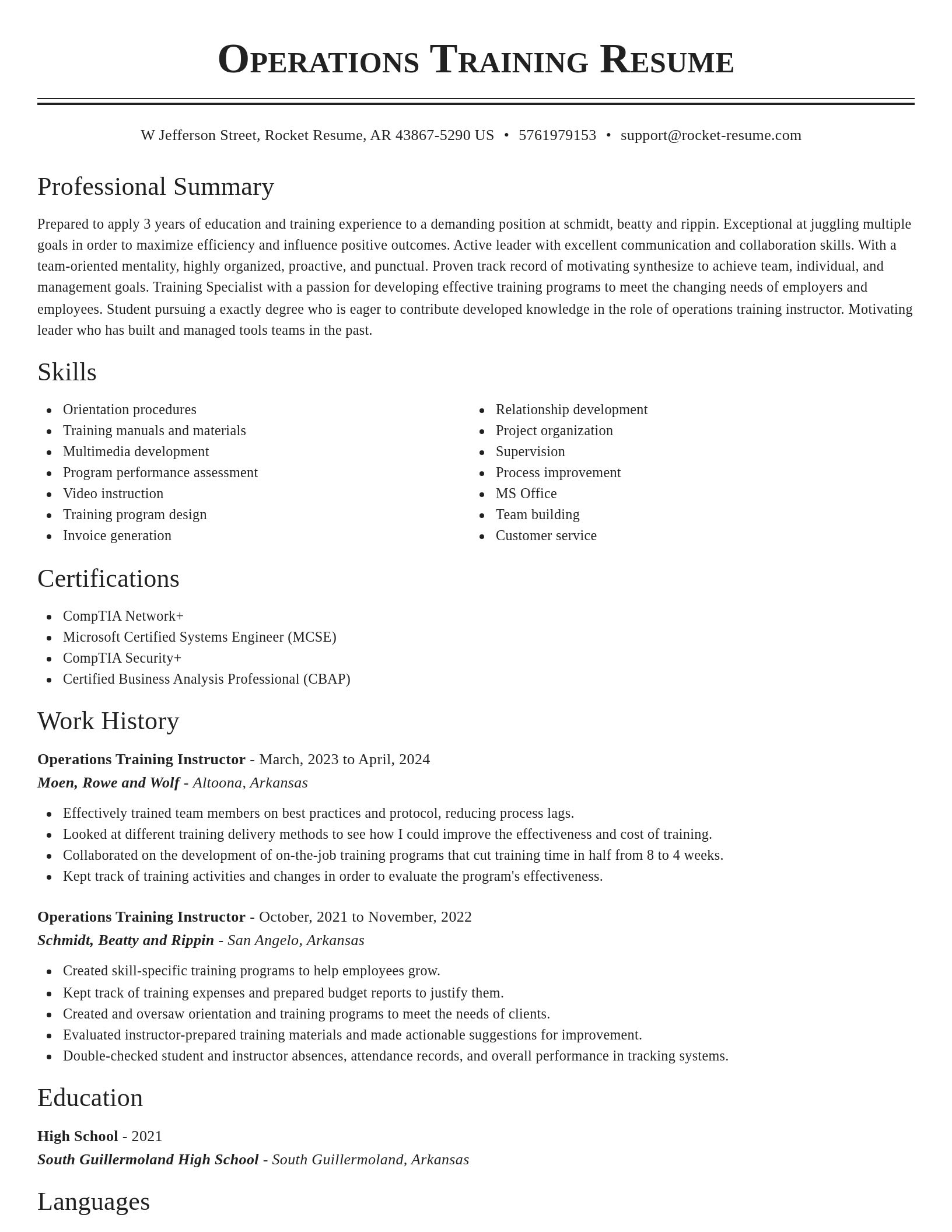 Classic resume template