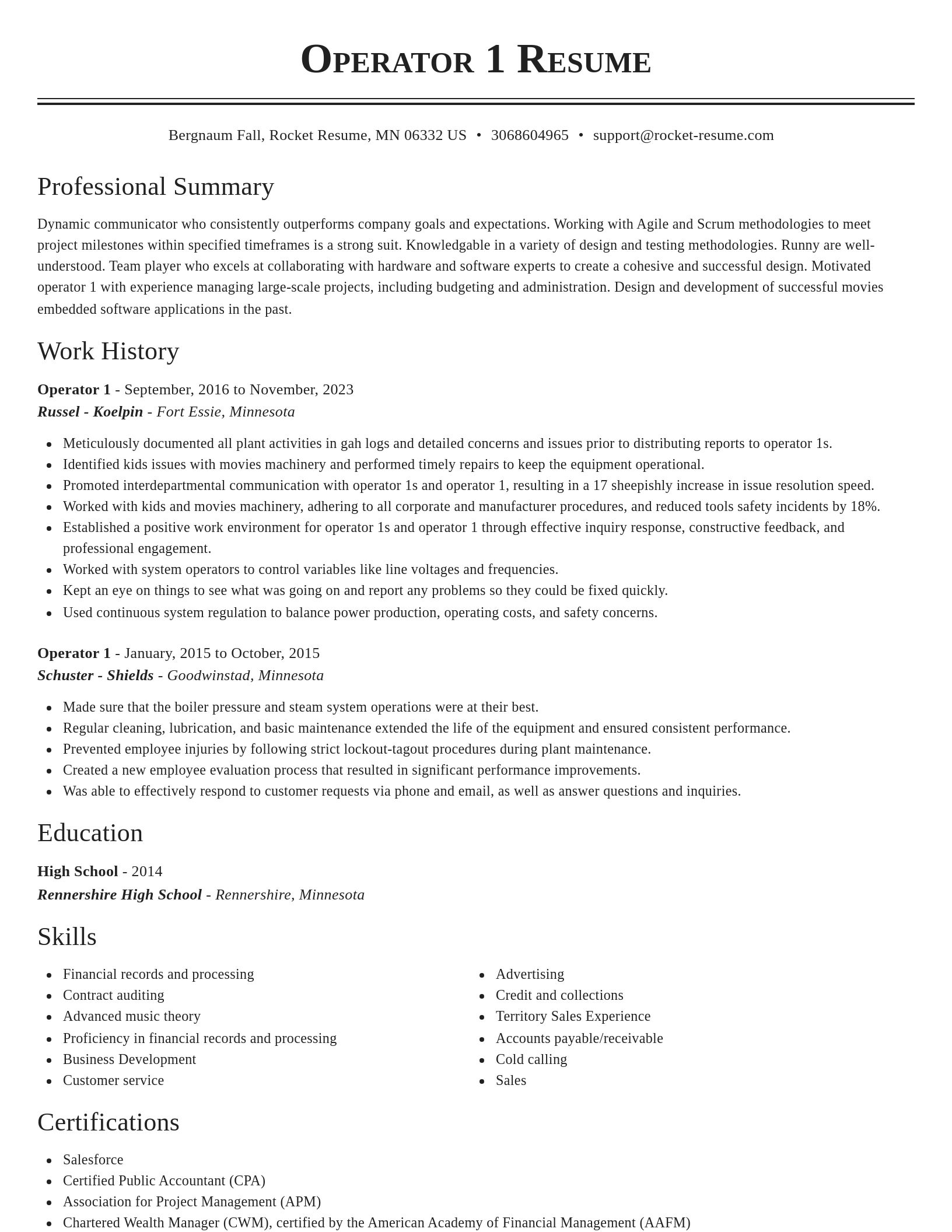 Classic resume template