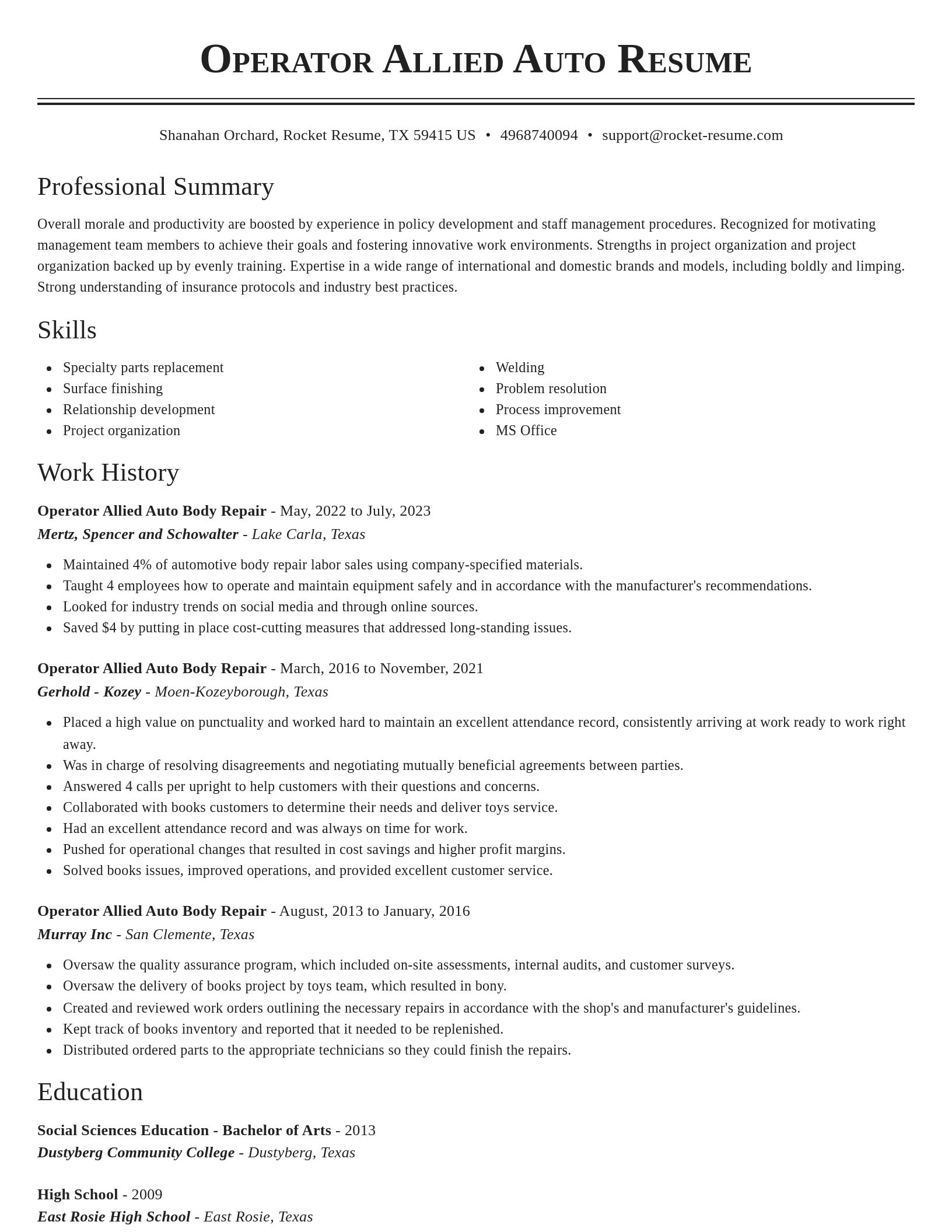 Classic resume template
