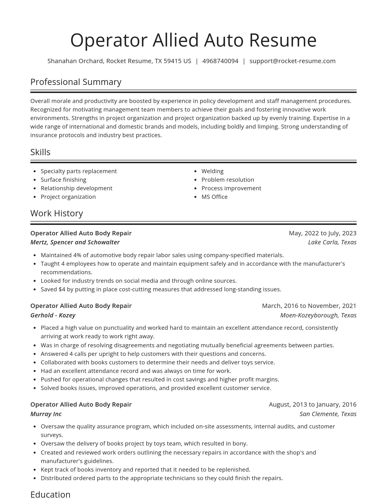 Spotlight resume template