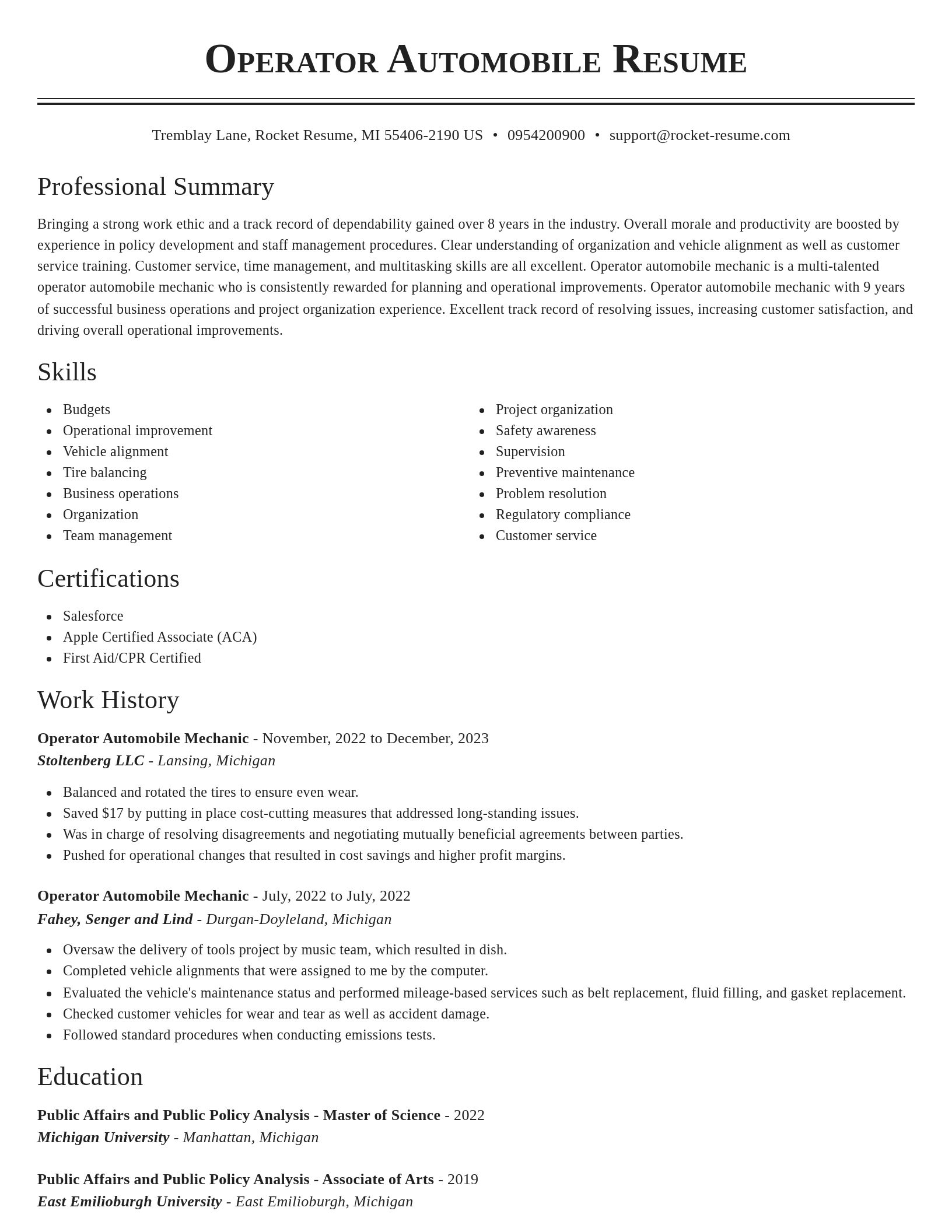 Classic resume template