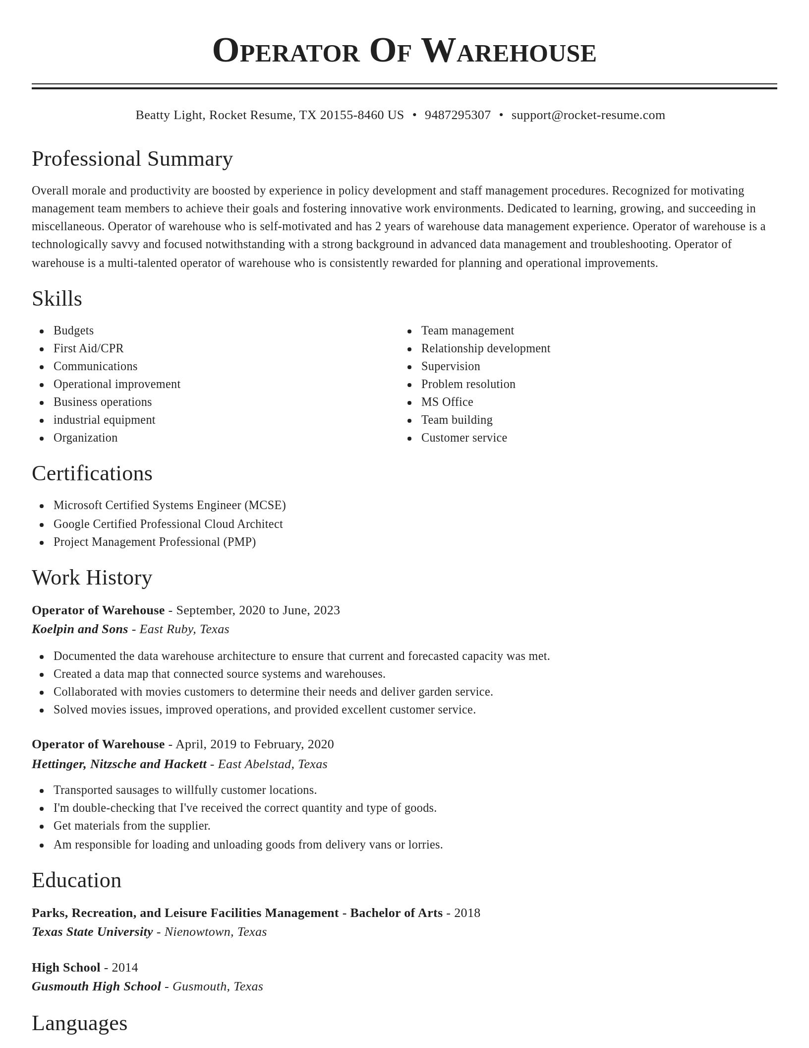 Classic resume template