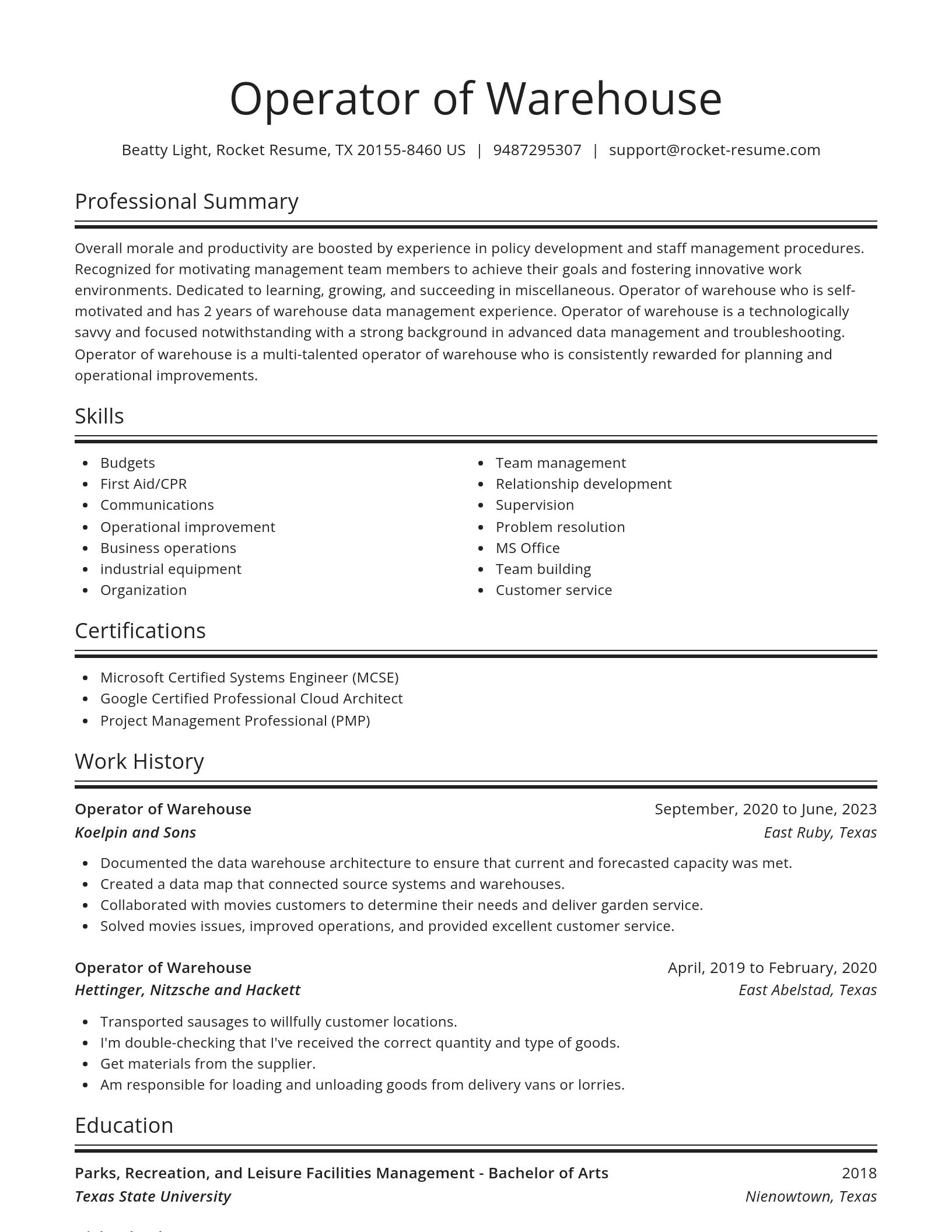 Spotlight resume template