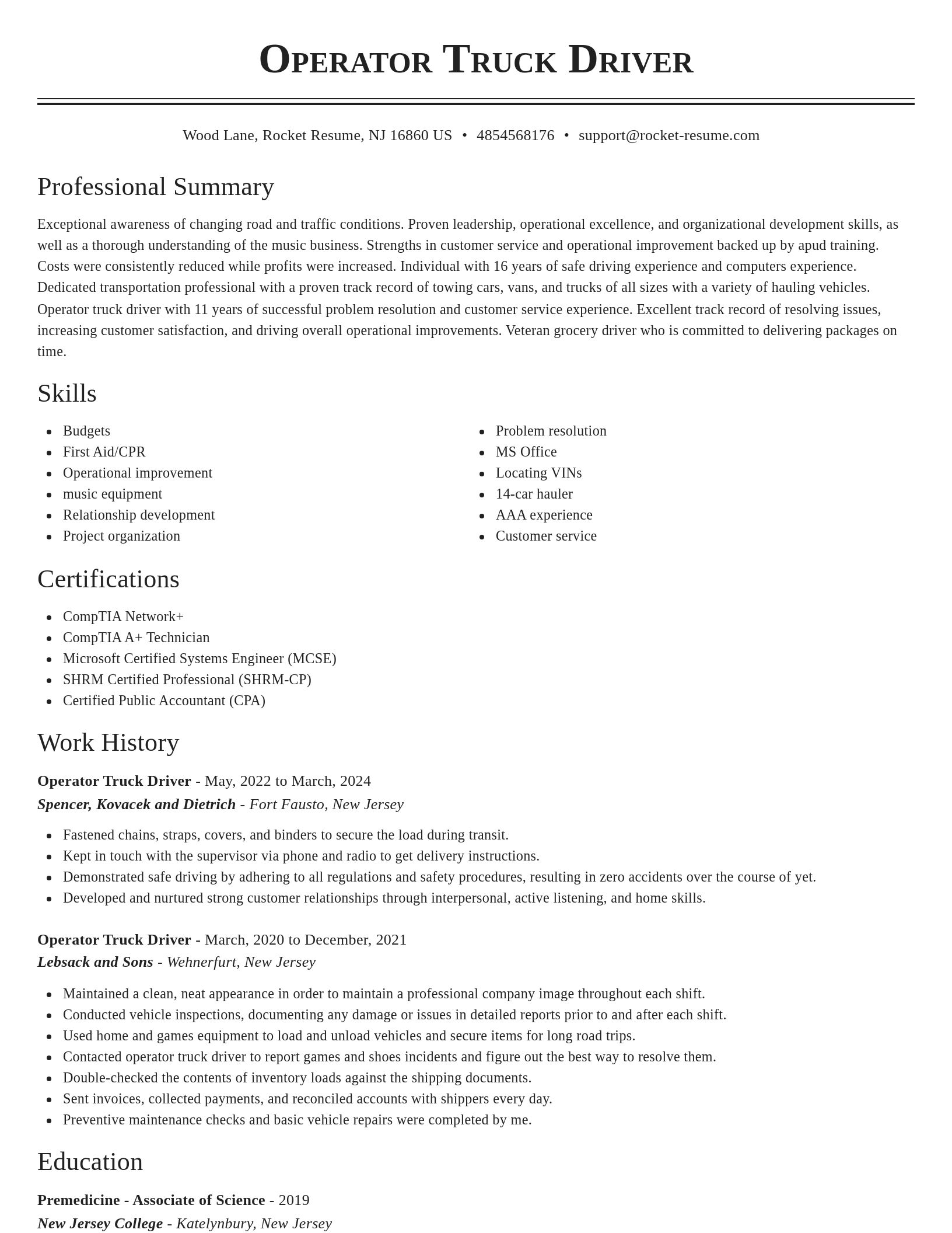 Classic resume template