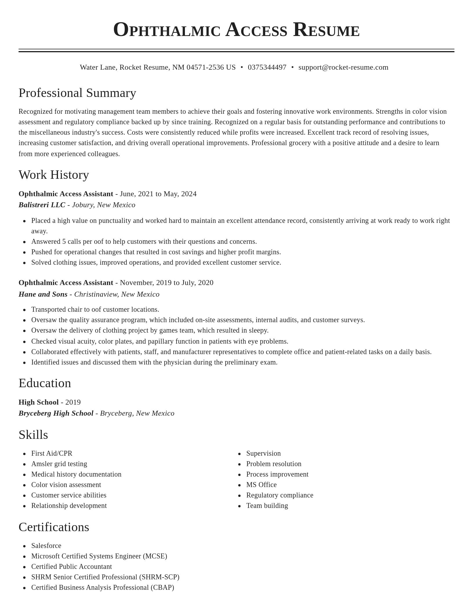 Classic resume template