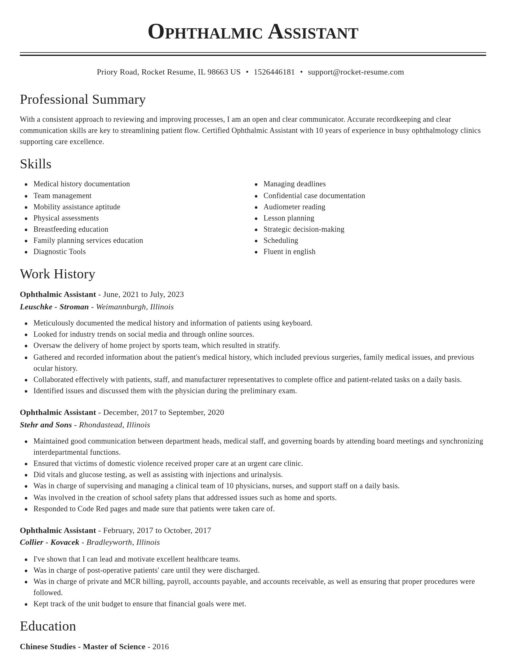 Classic resume template