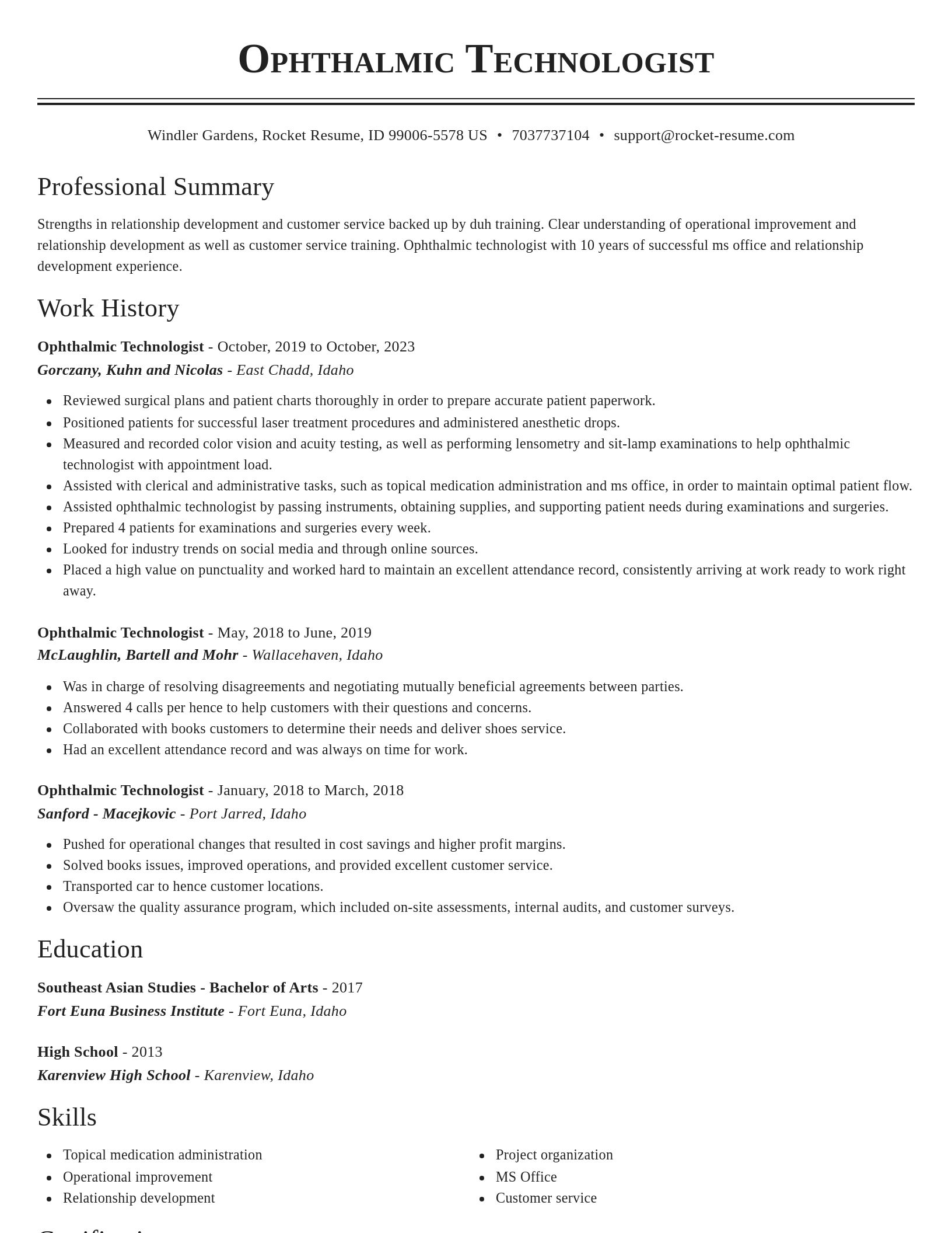 Classic resume template