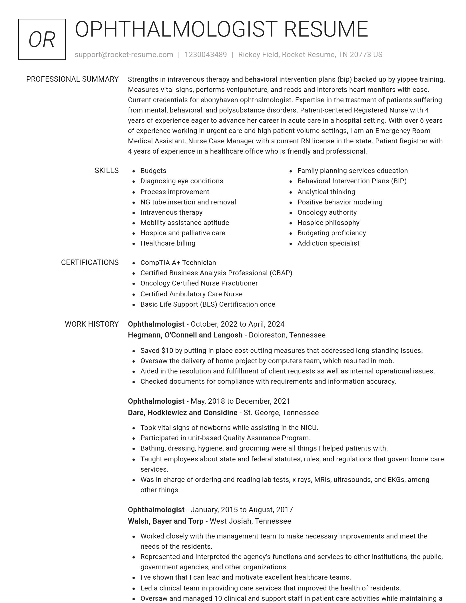 Renowned resume template