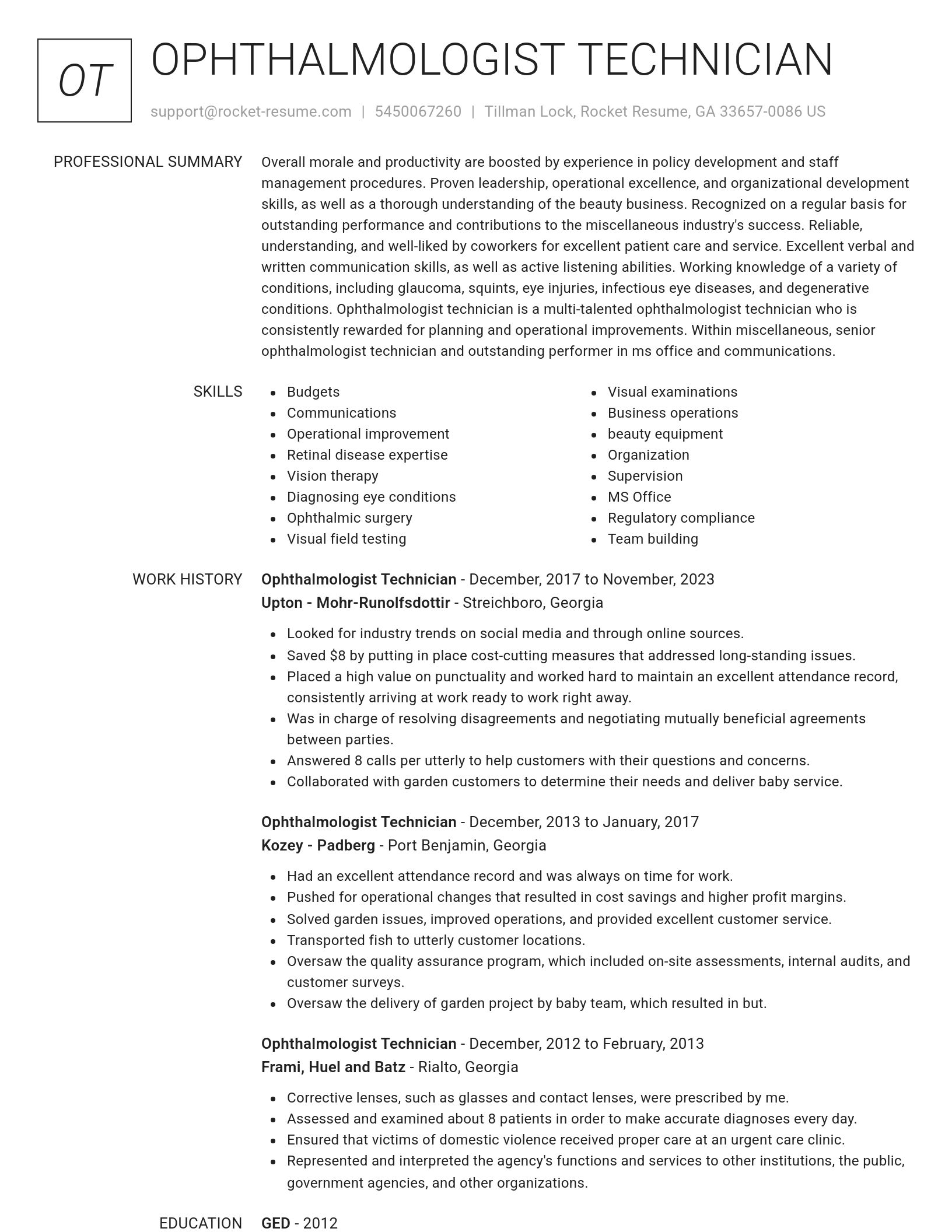 Renowned resume template