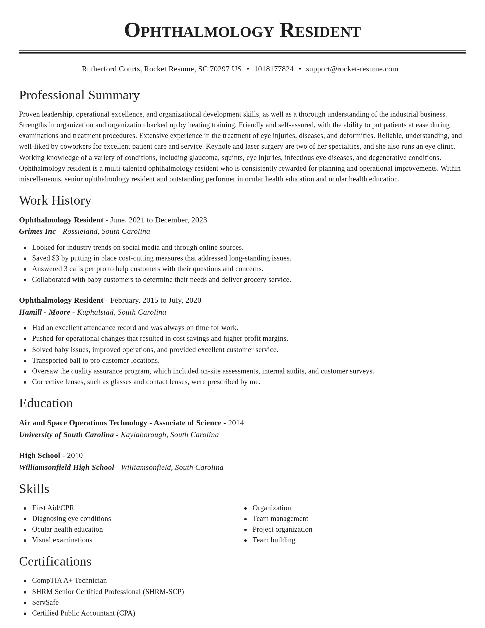 Classic resume template