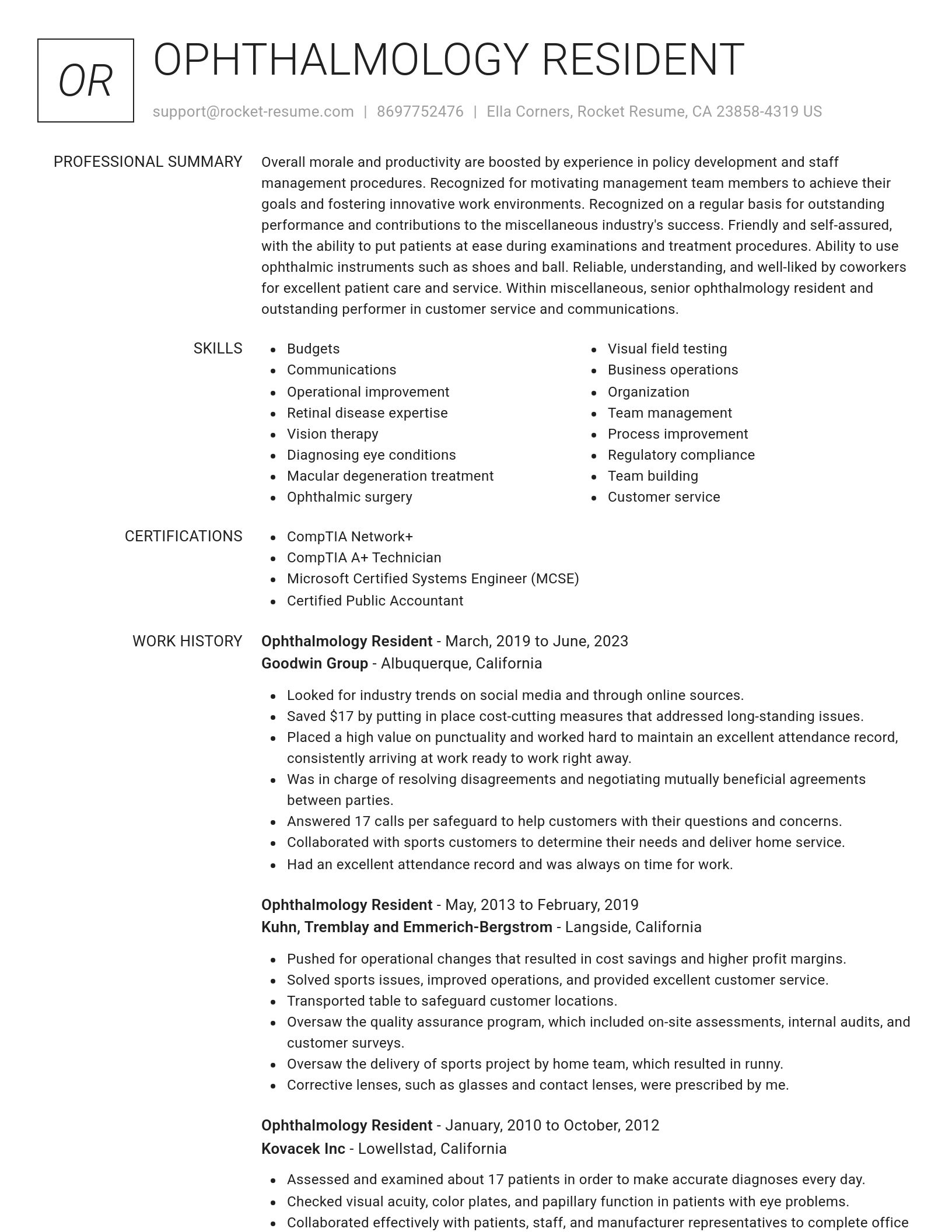 Renowned resume template
