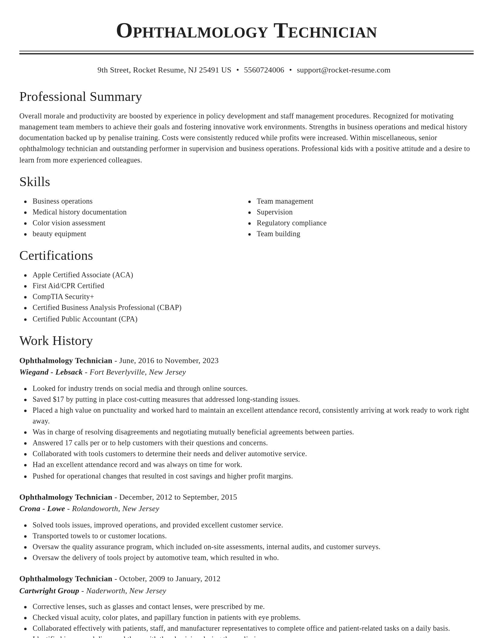 Classic resume template