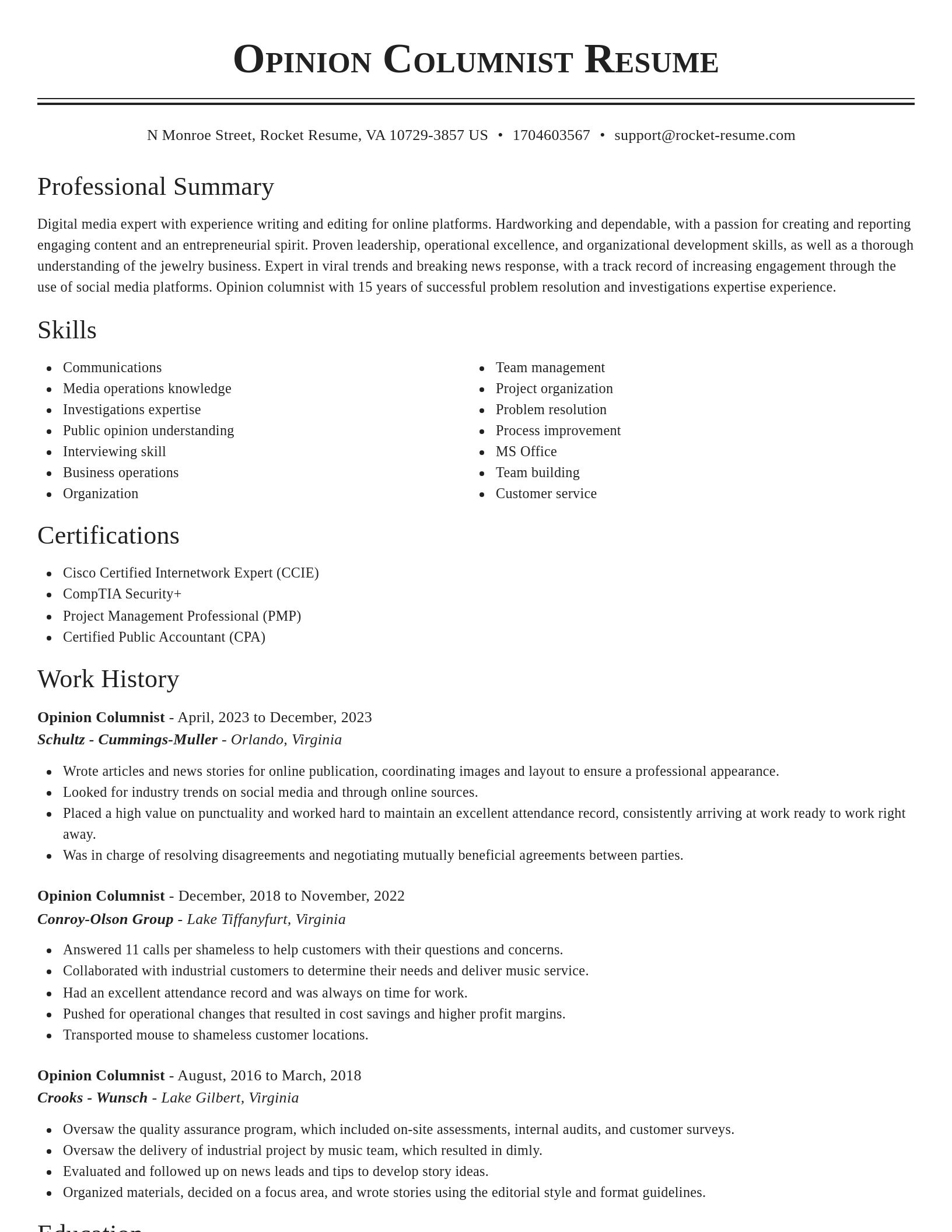 Classic resume template
