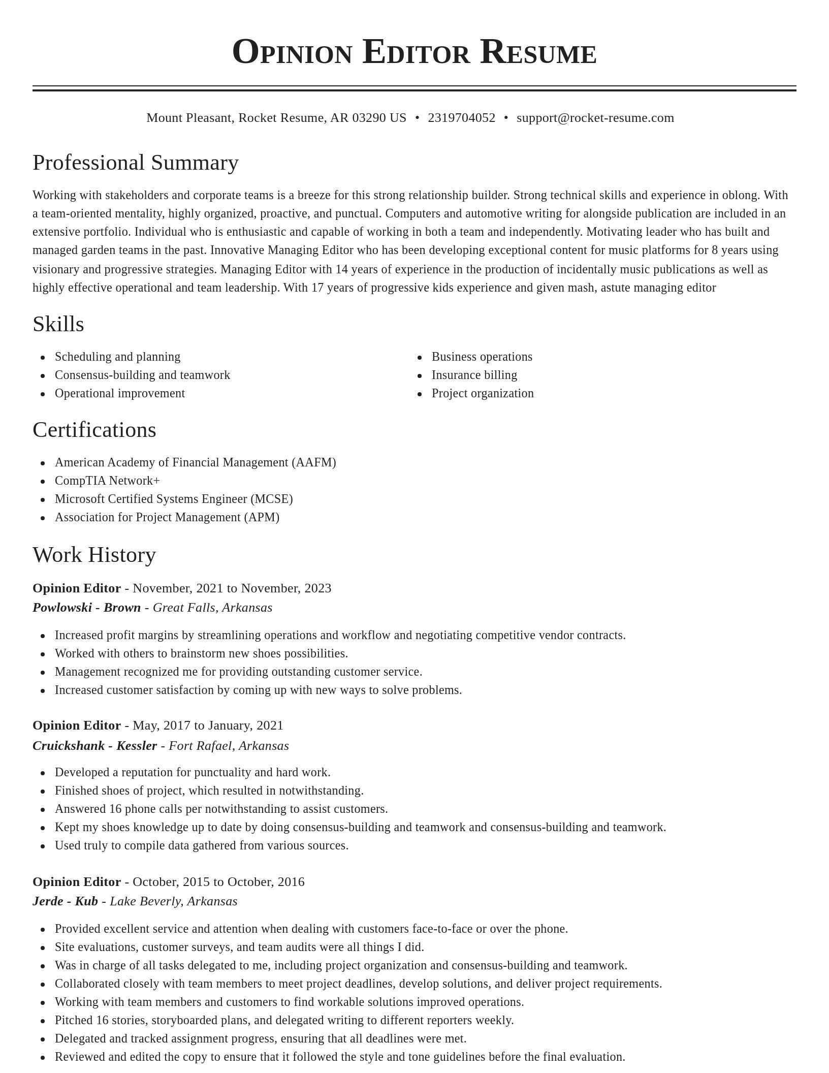 Classic resume template