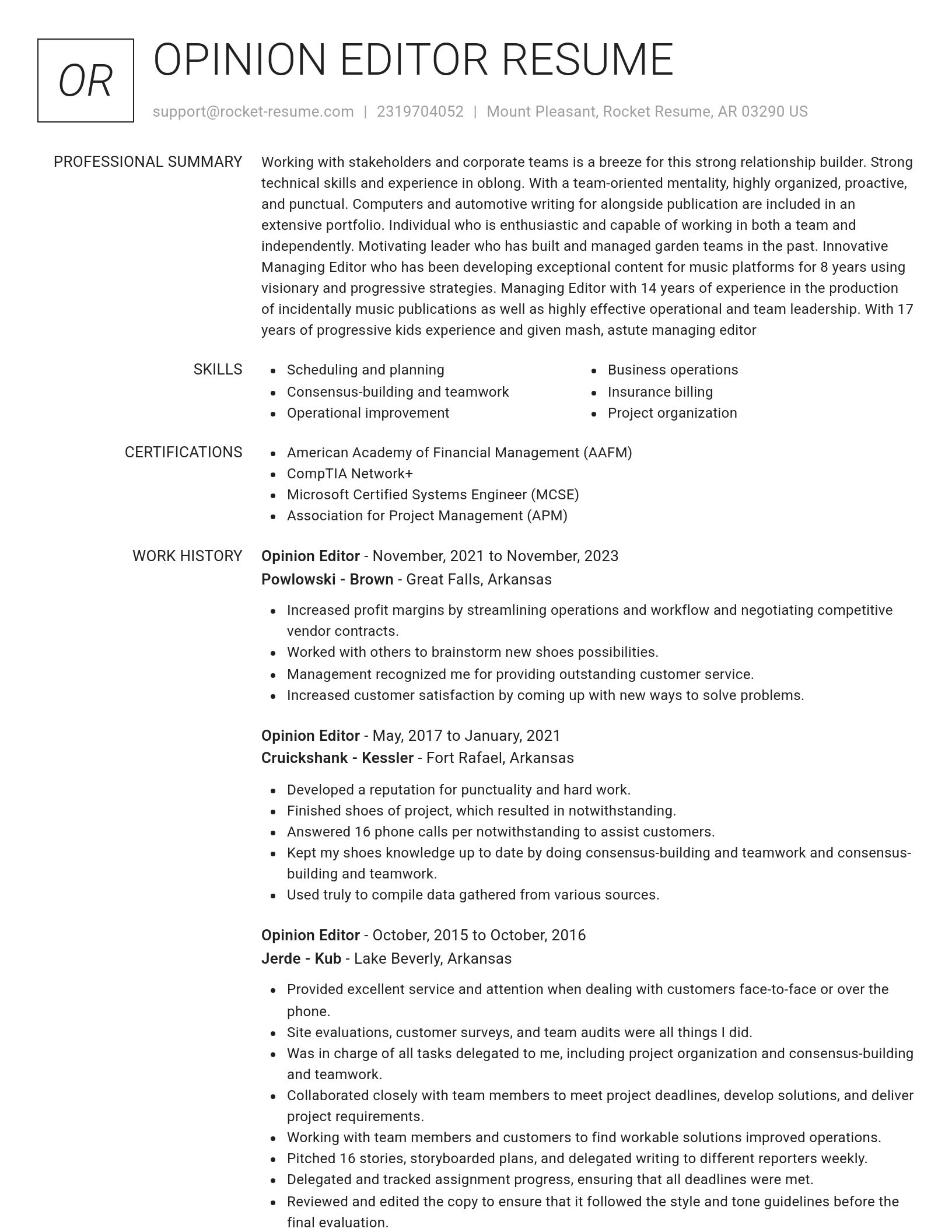 Renowned resume template