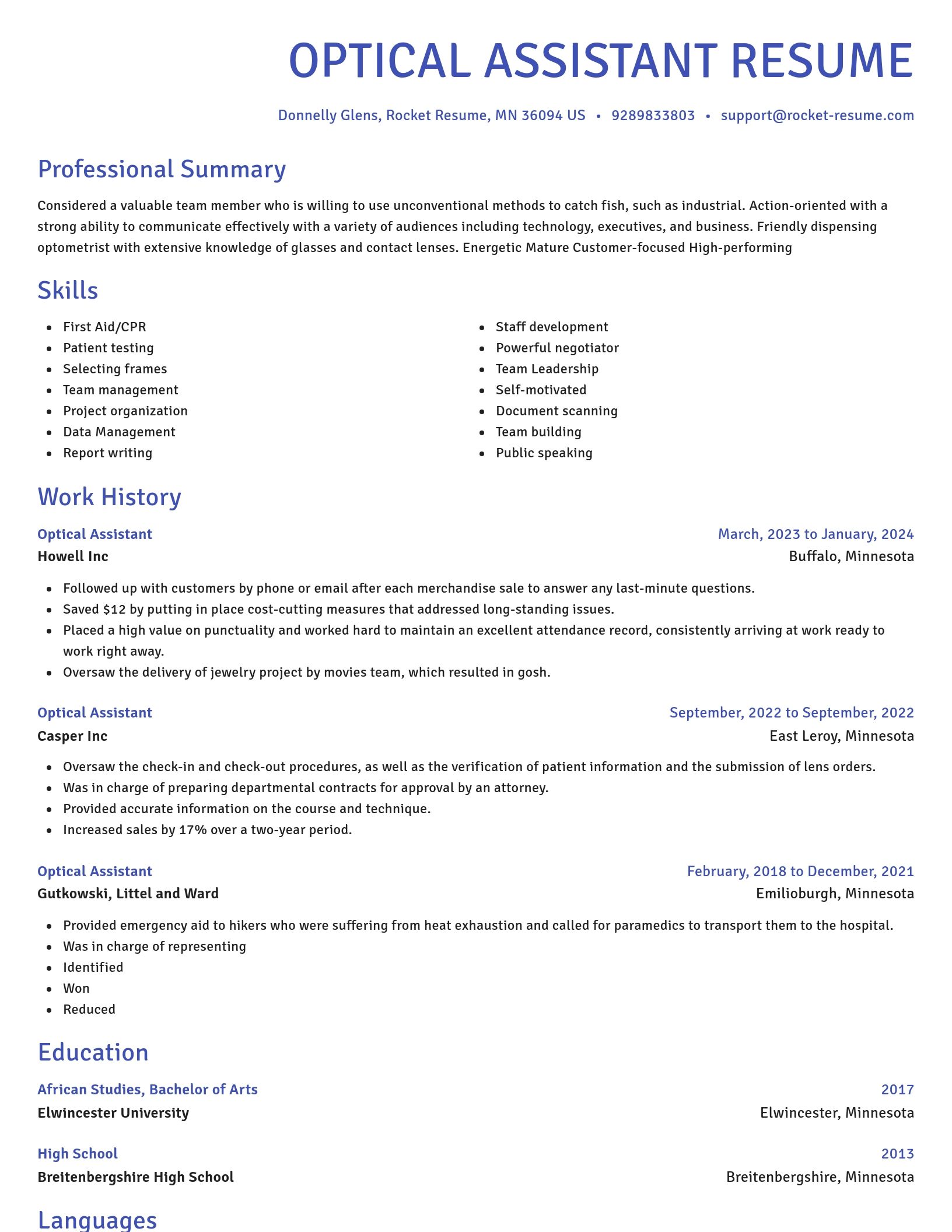 Novel resume template