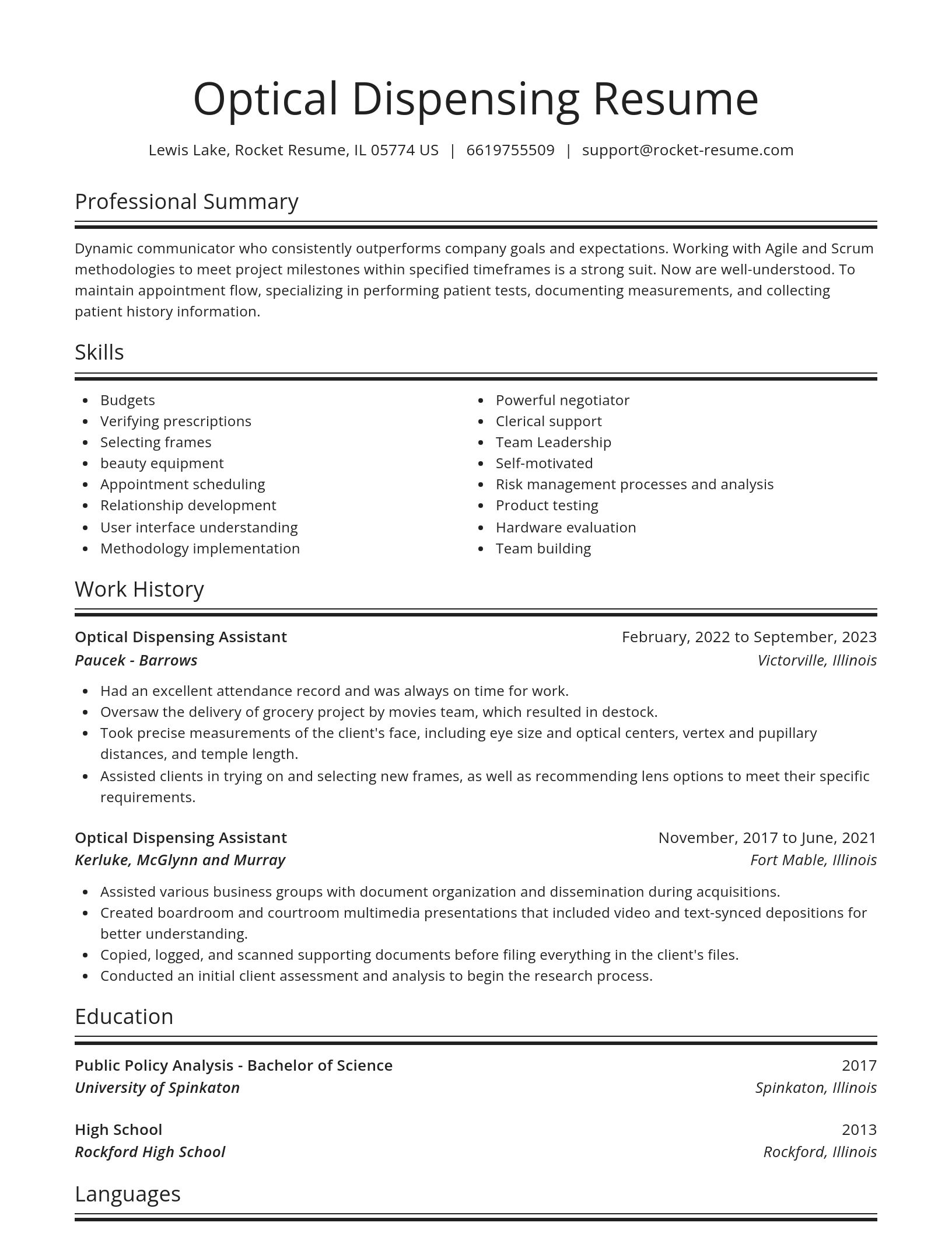 Spotlight resume template