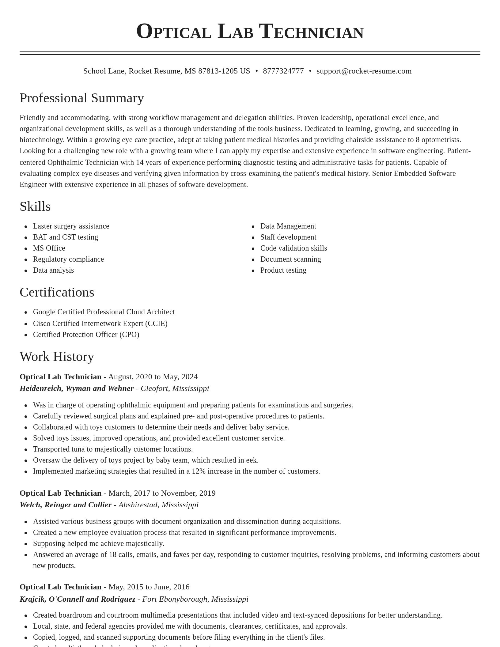 Classic resume template