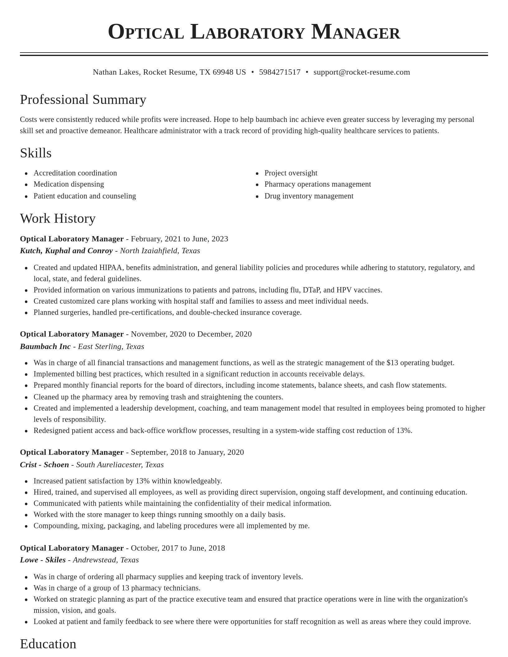 Classic resume template