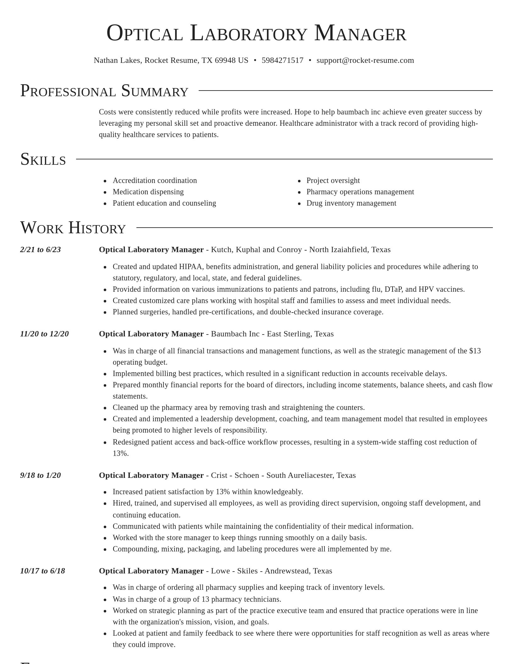Director resume template