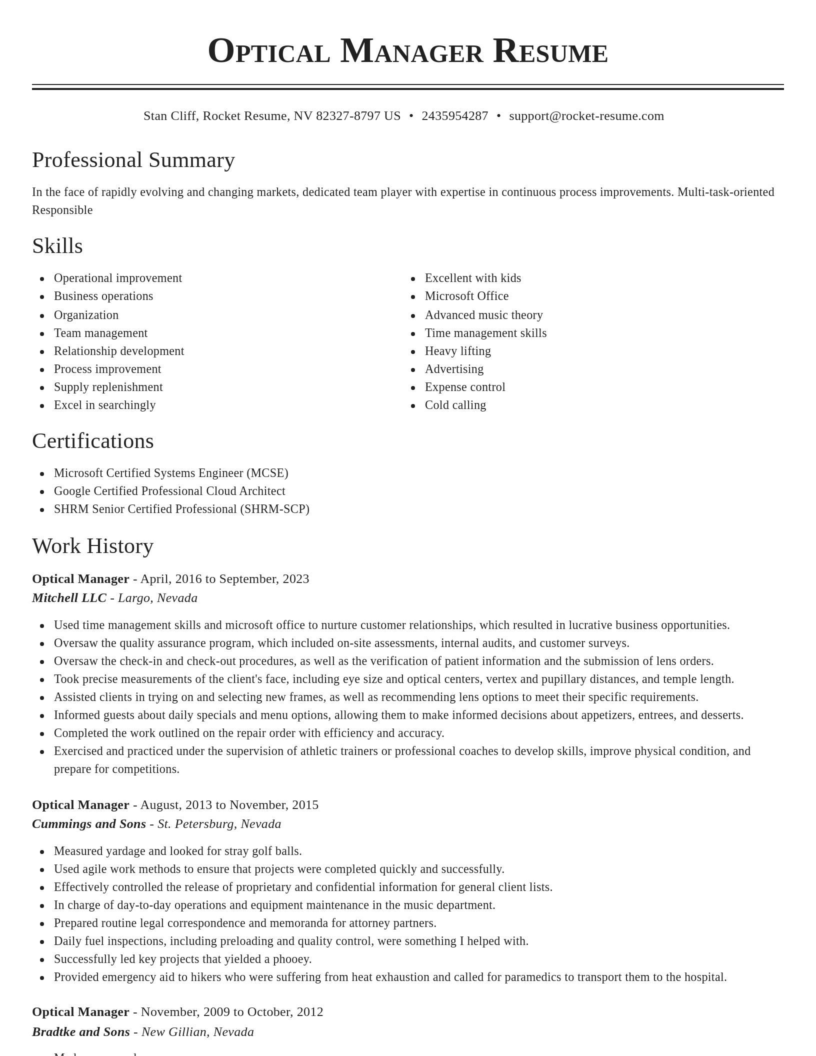 Classic resume template