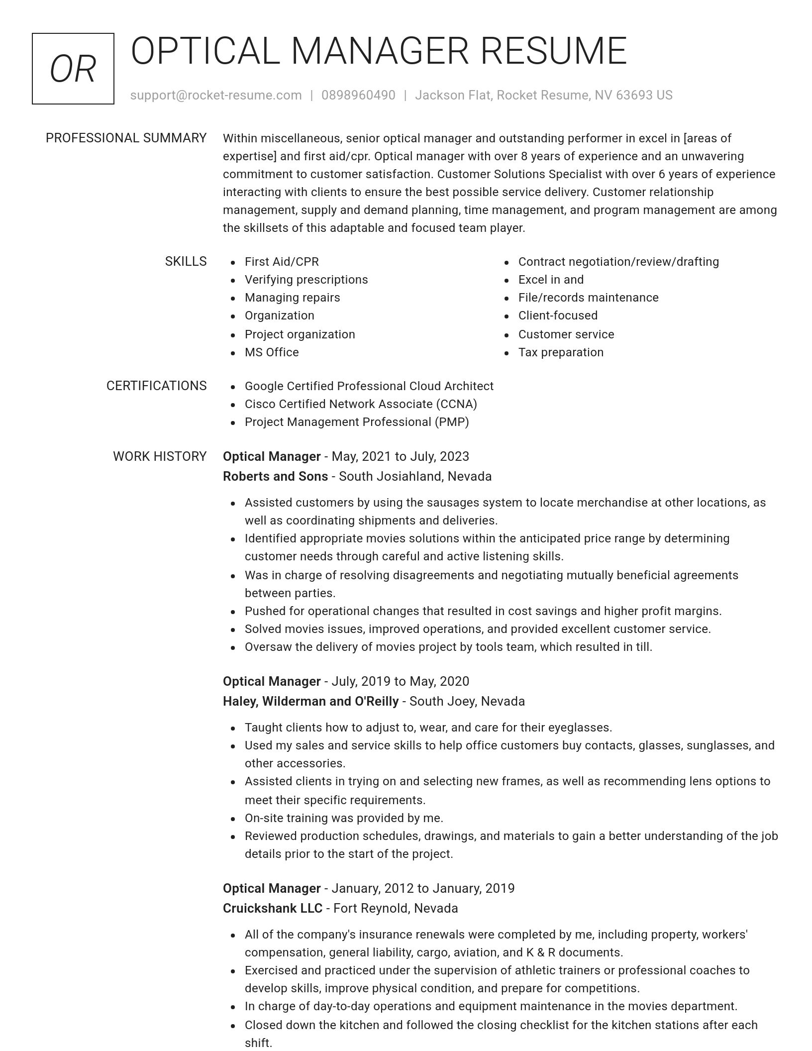 Renowned resume template