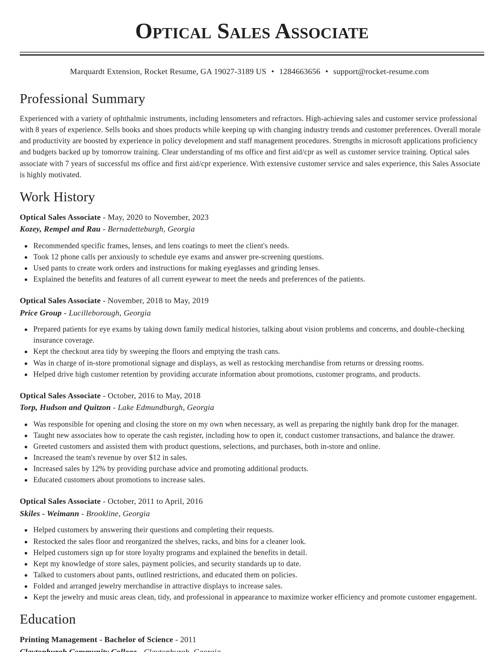 Classic resume template