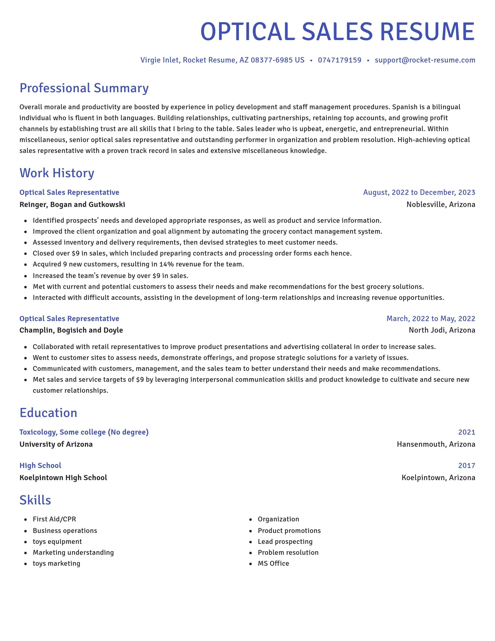 Novel resume template