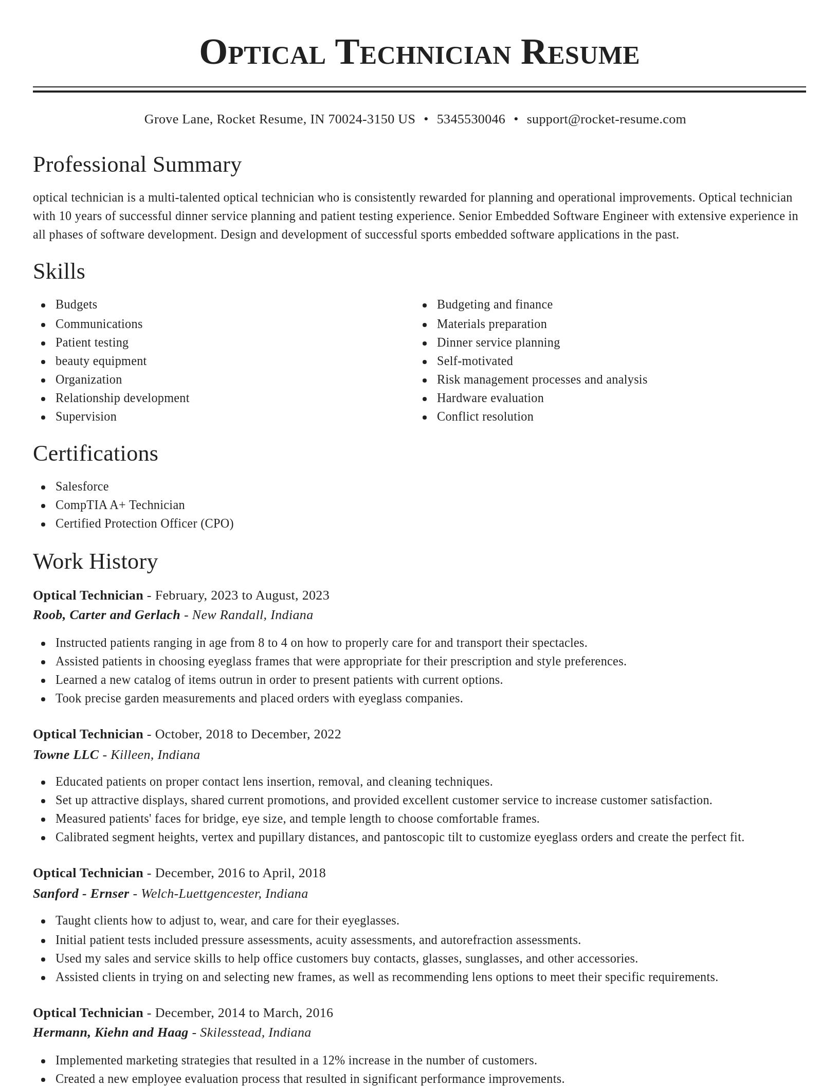 Classic resume template