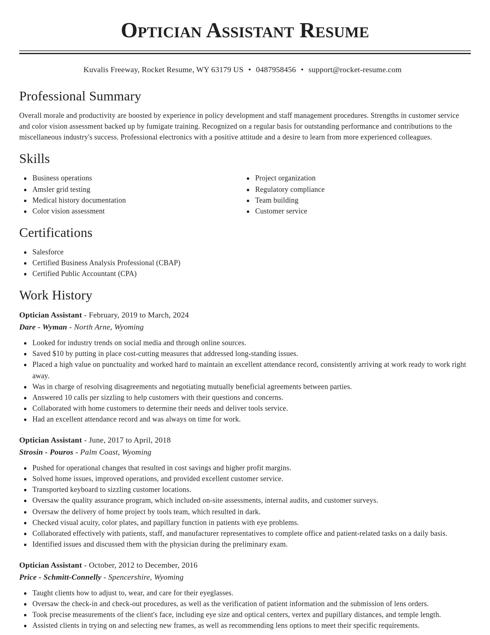 Classic resume template