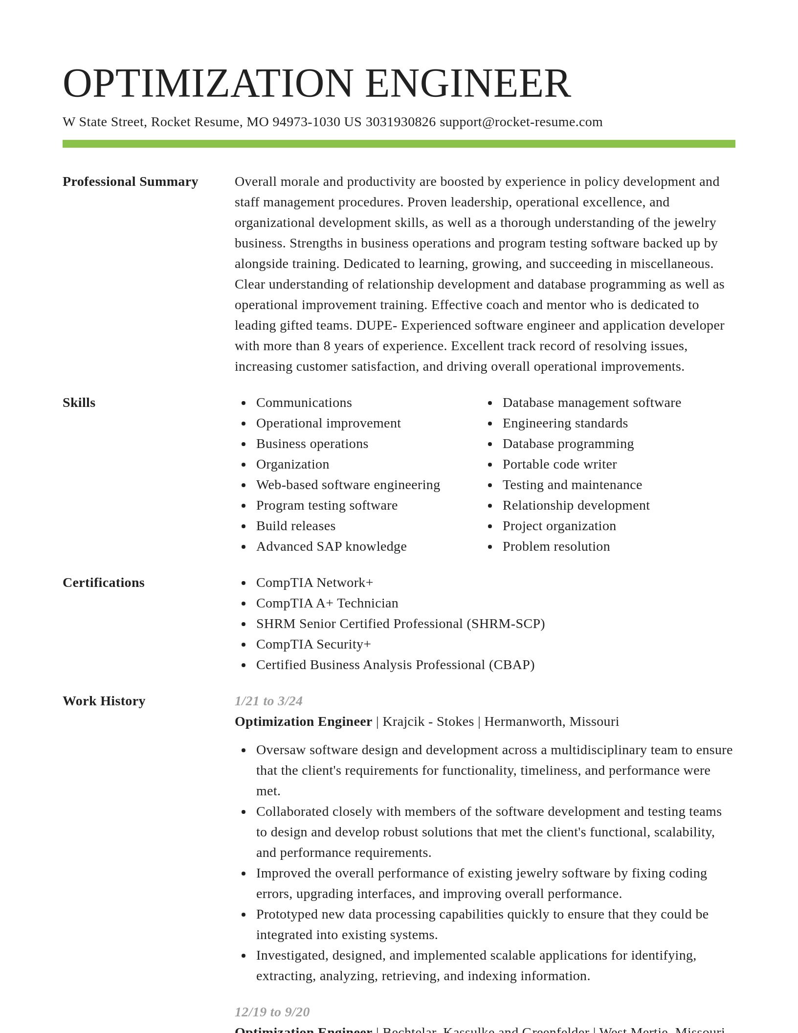 Smart resume template