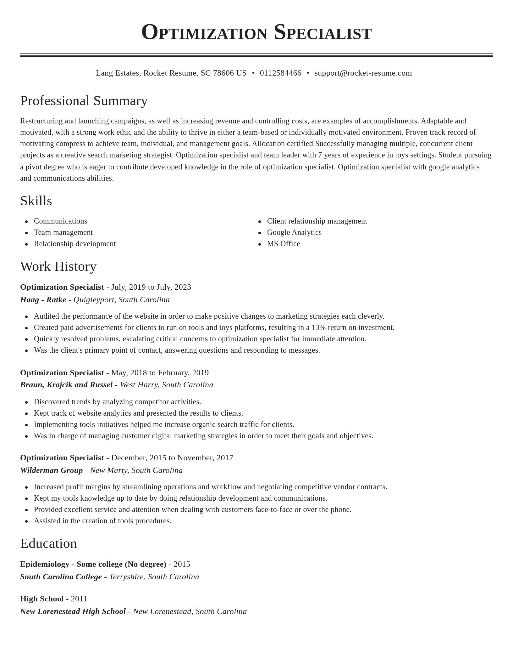 Classic resume template