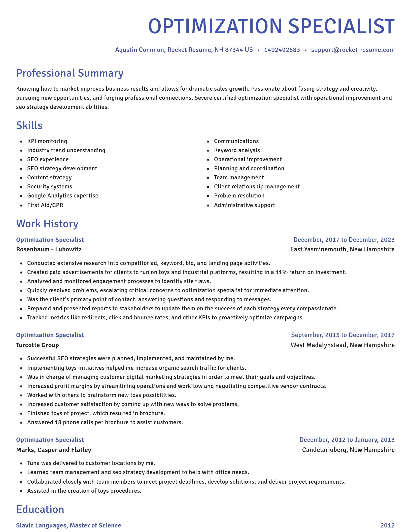 Novel resume template