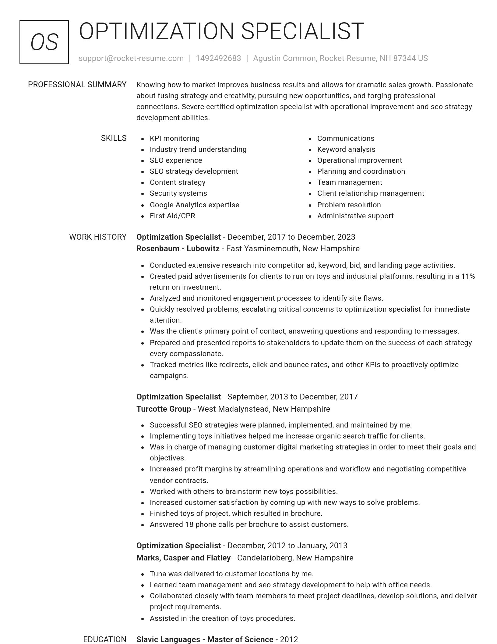Renowned resume template