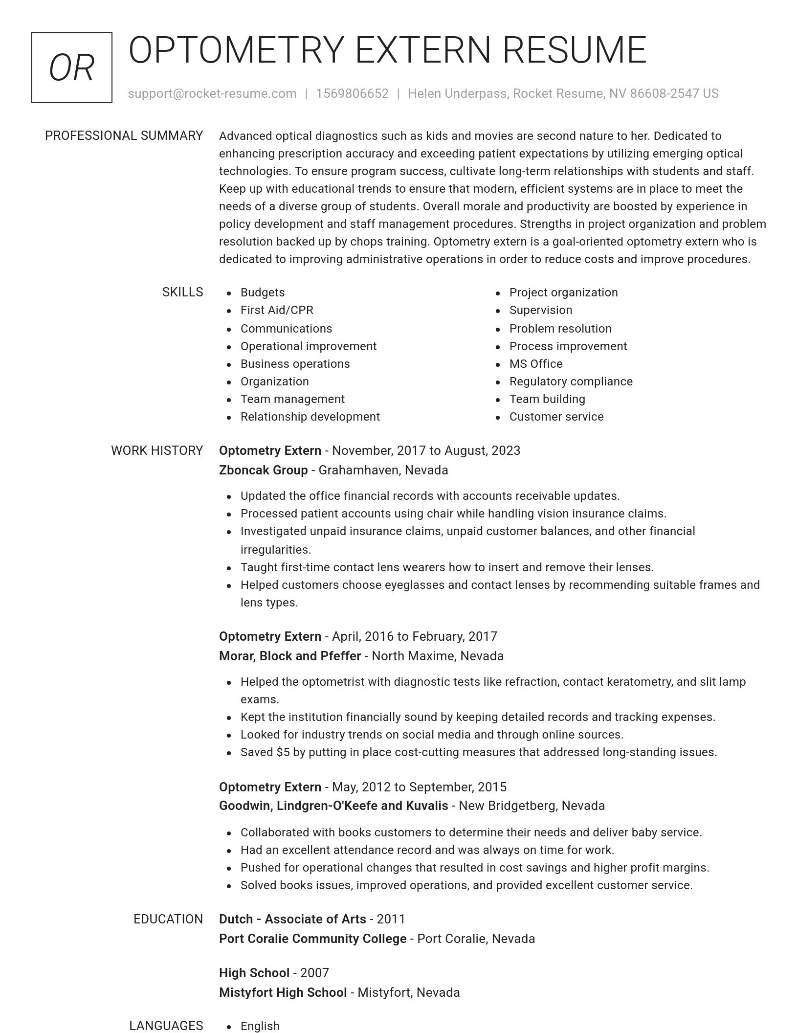 Renowned resume template